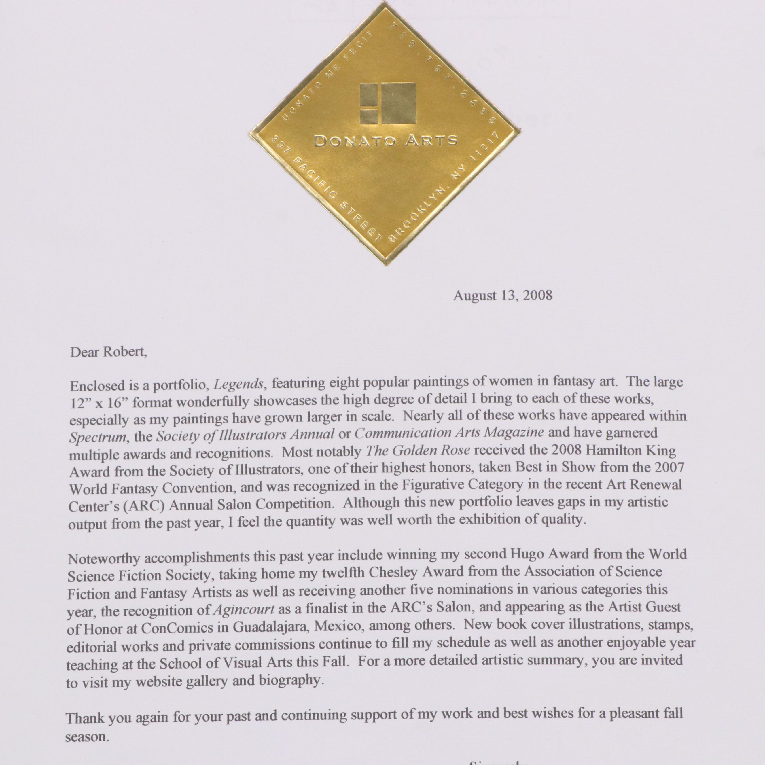 Donato Giancola Offset Lithographic Portfolio "Legend," Circa 2008