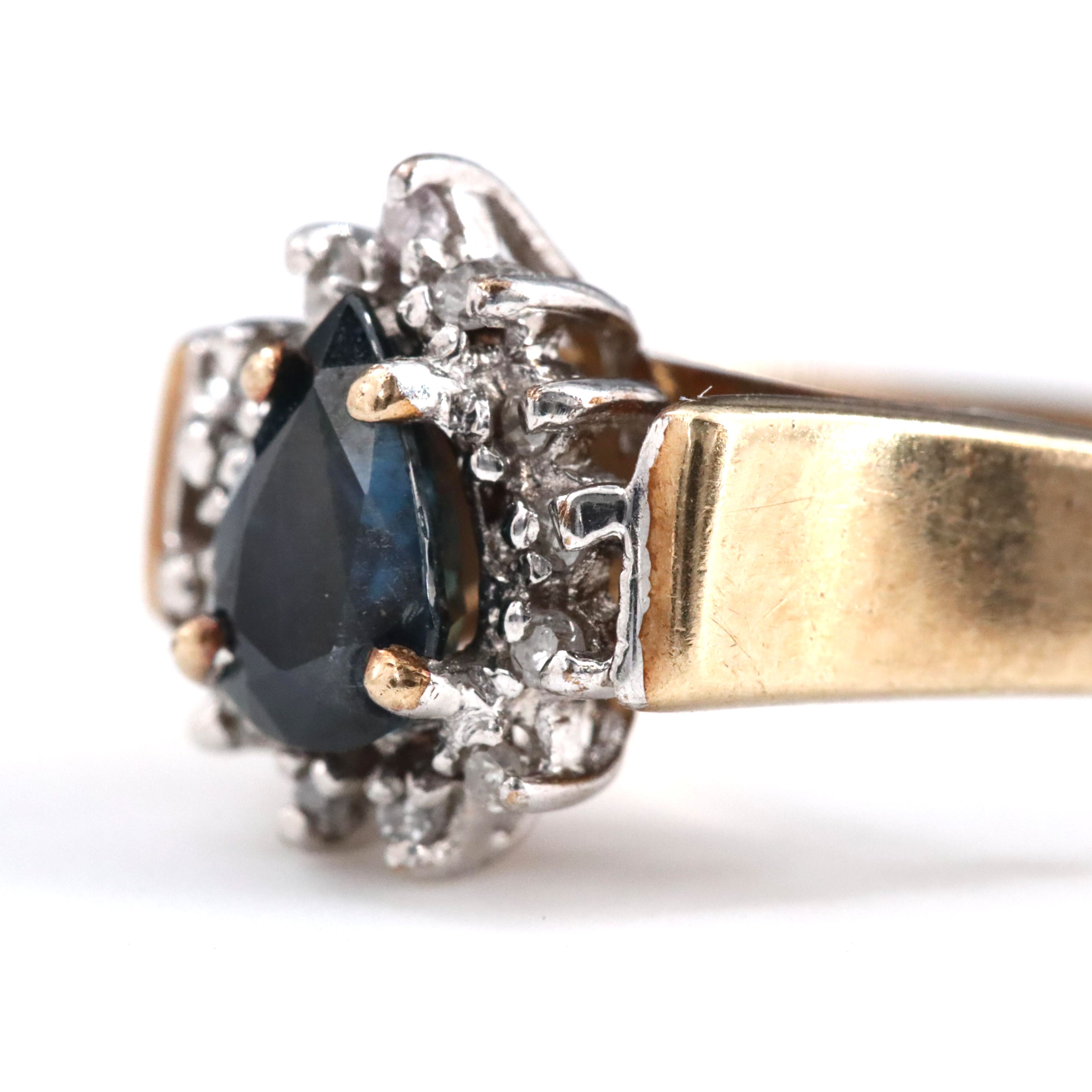 10K Sapphire and Diamond Ring