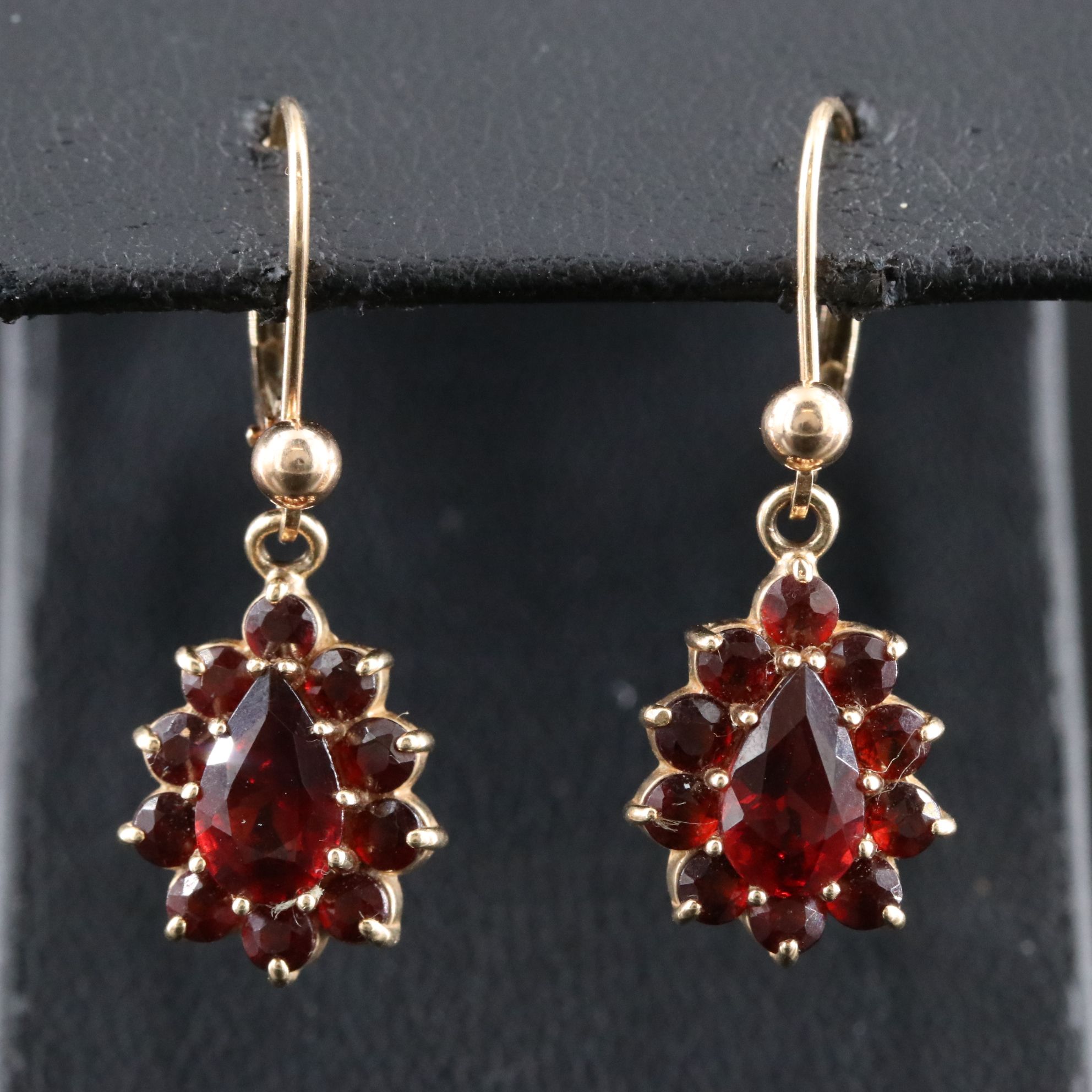 14K Garnet Drop Earrings