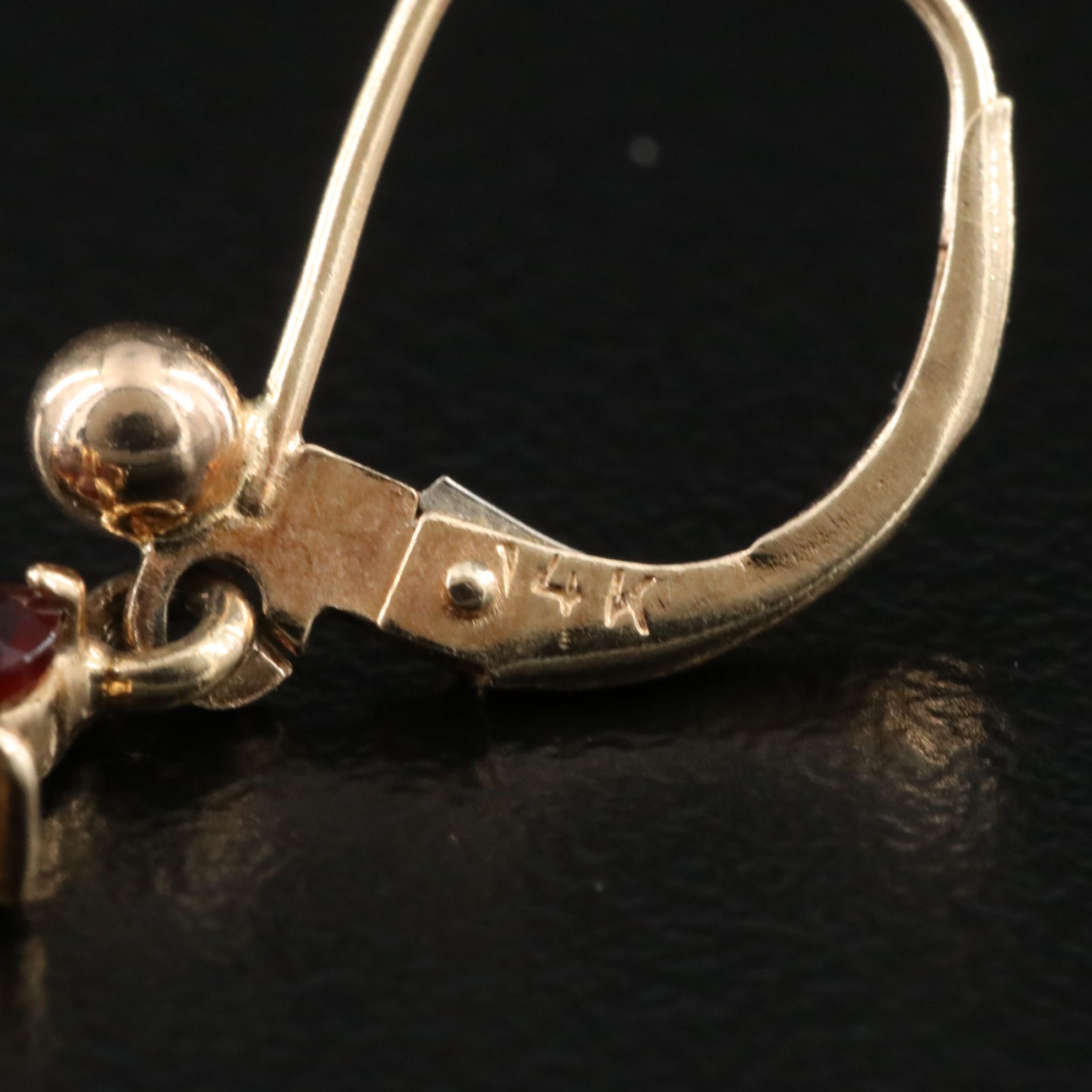 14K Garnet Drop Earrings