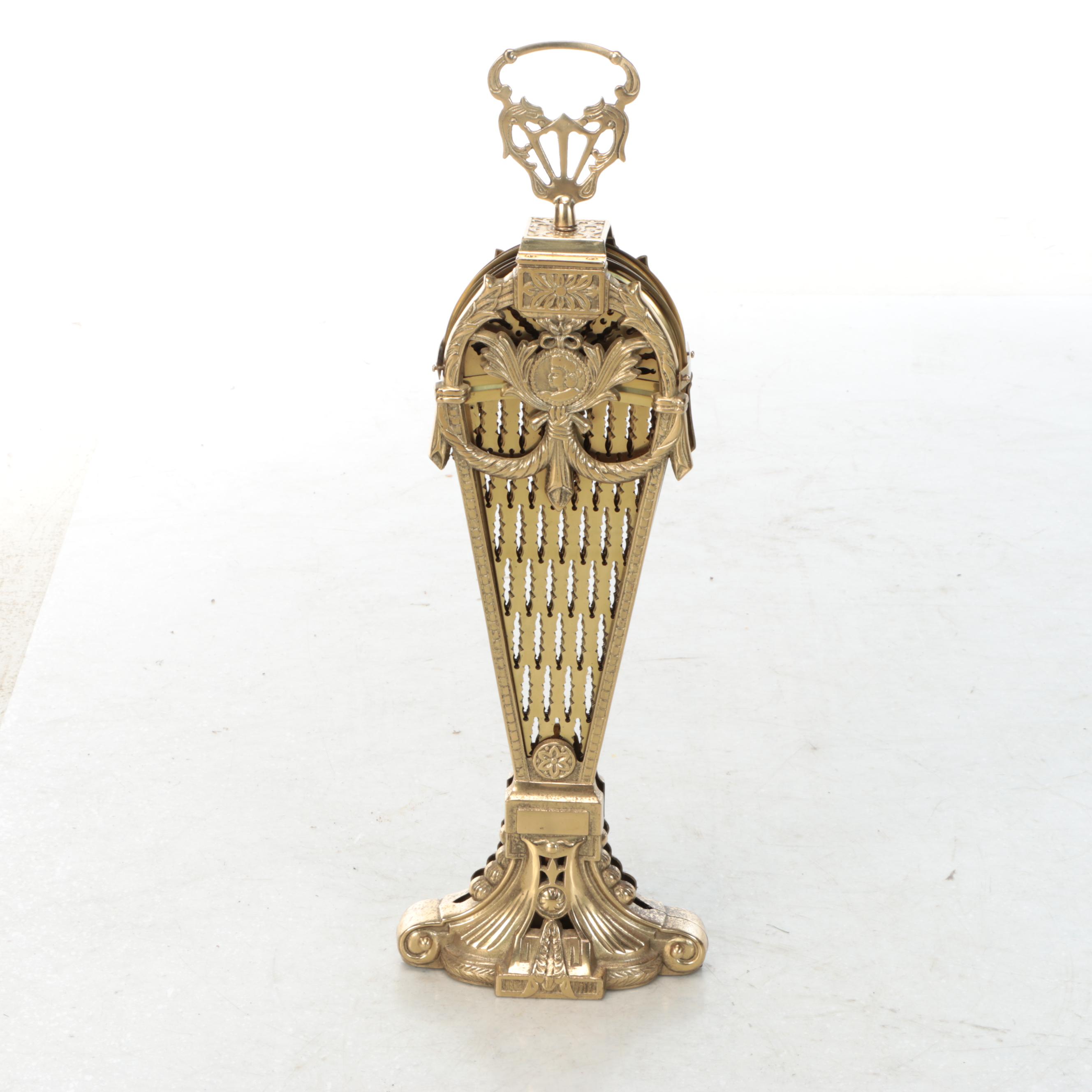 Victorian Empire Style Brass Peacock Fireplace Screen