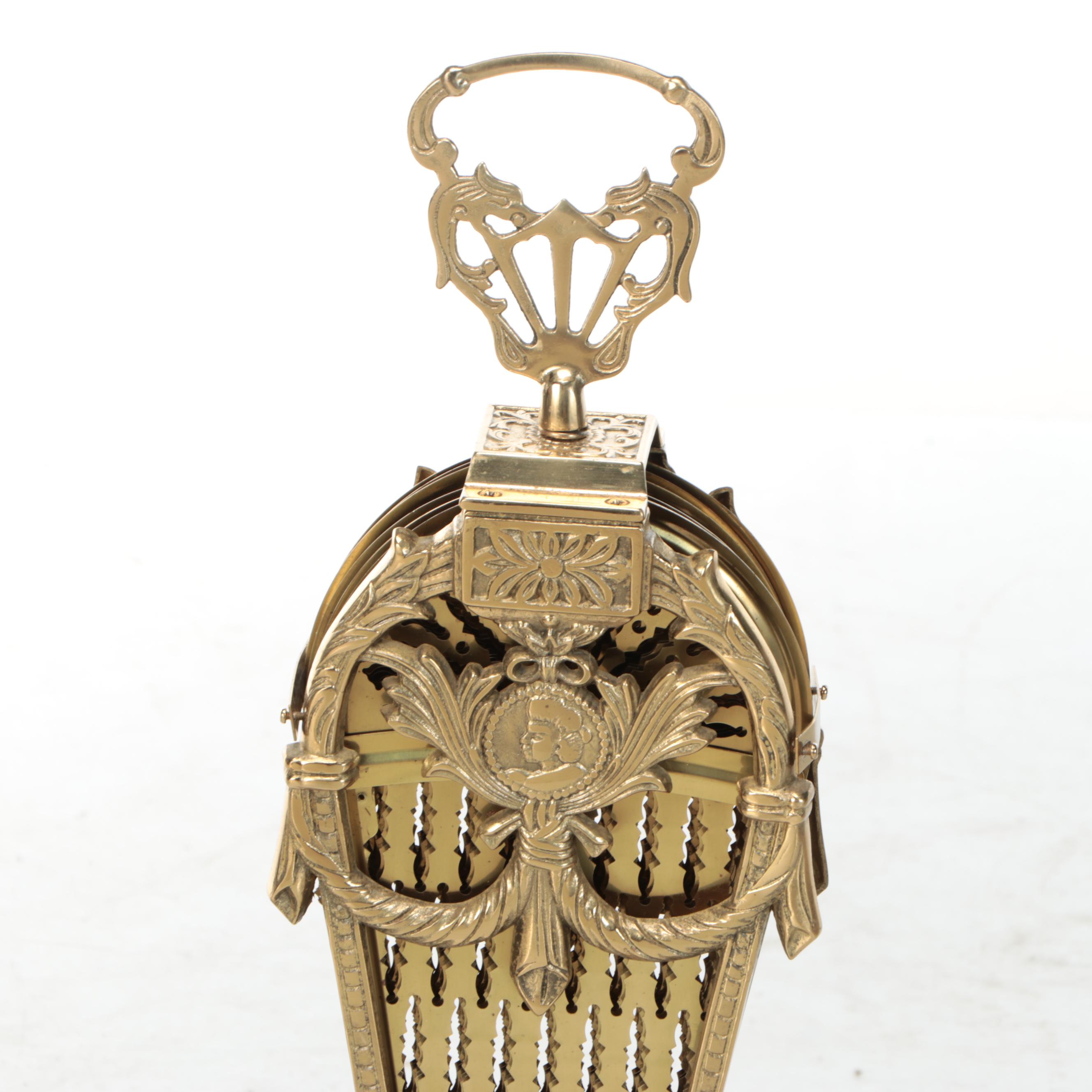 Victorian Empire Style Brass Peacock Fireplace Screen