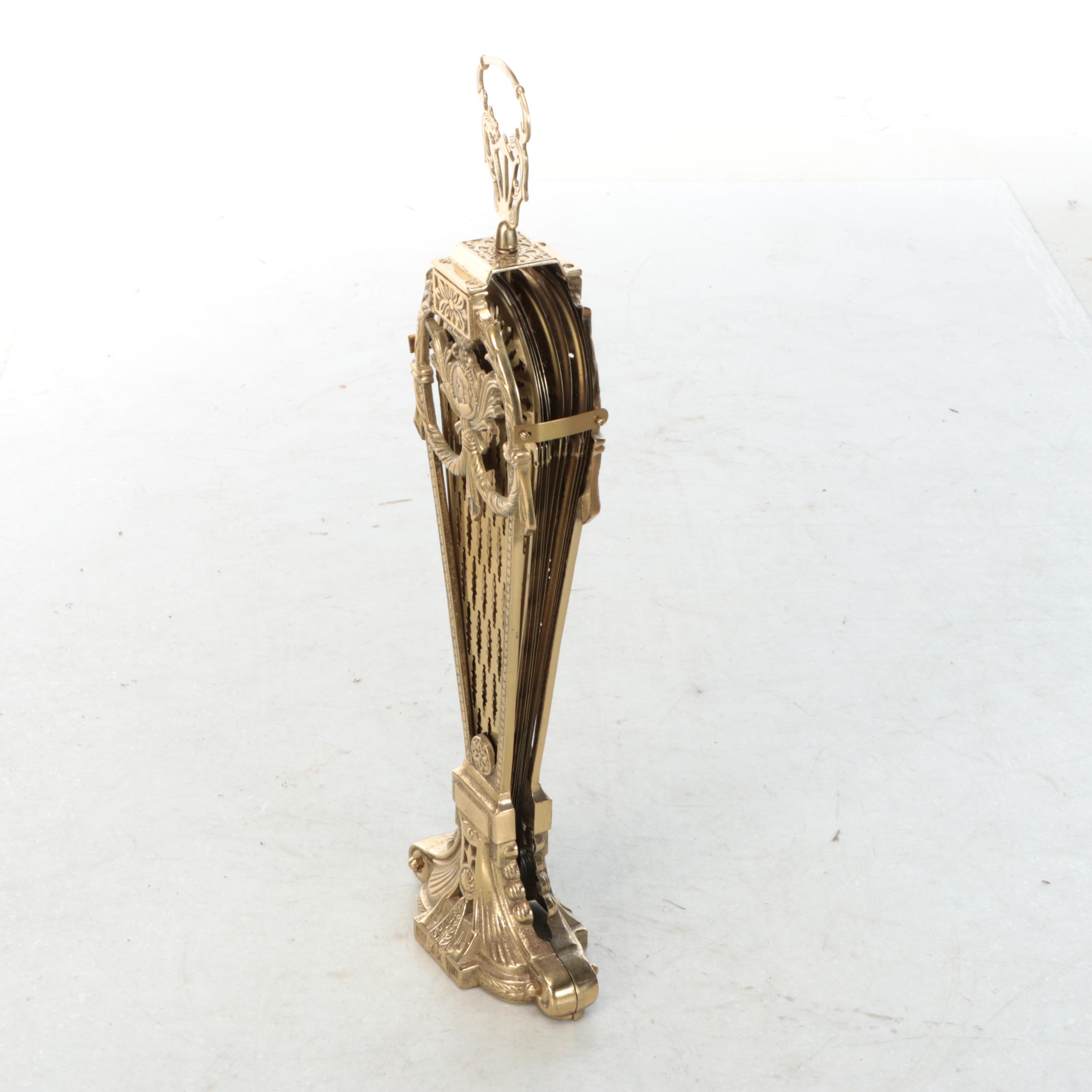 Victorian Empire Style Brass Peacock Fireplace Screen