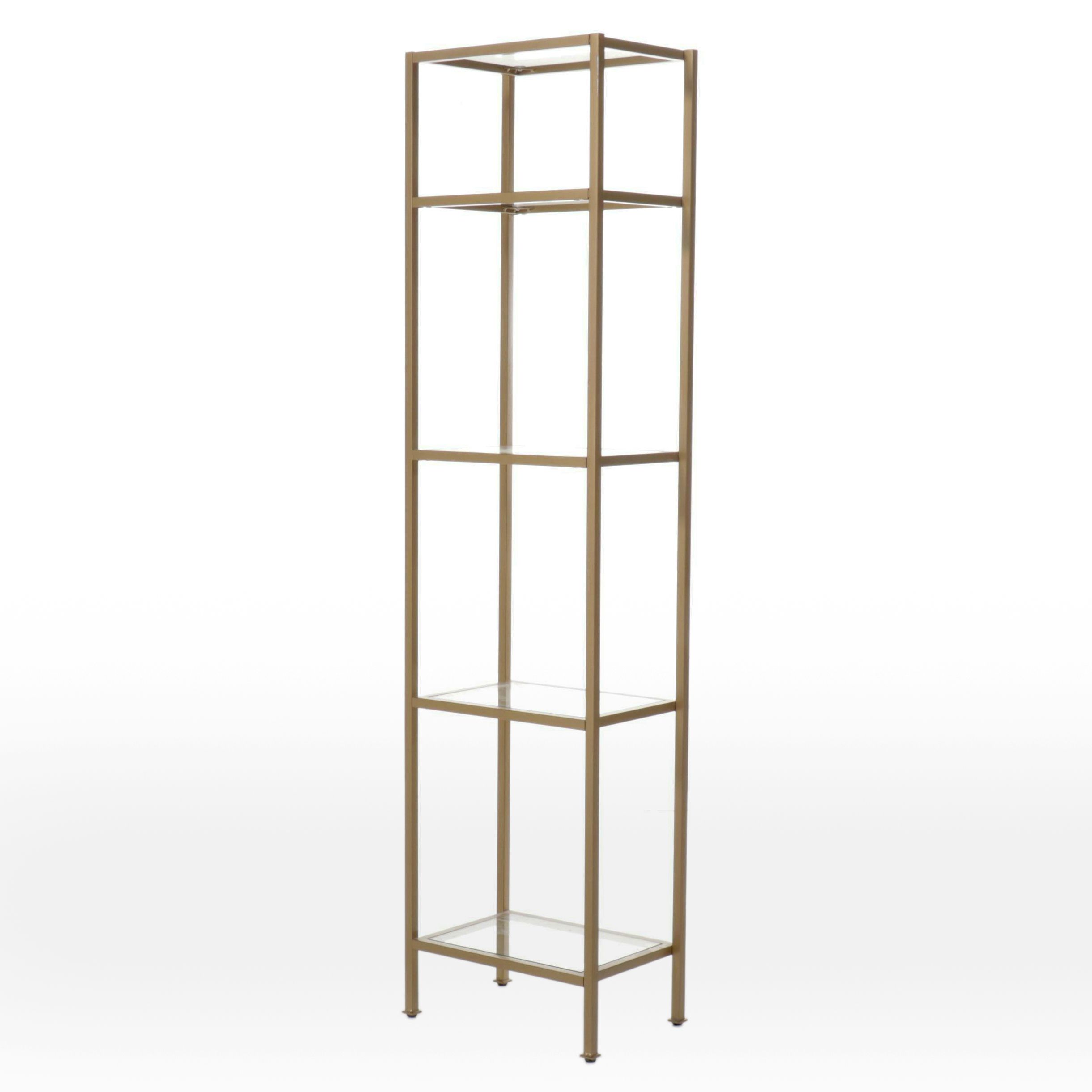 Contemporary Brass Étagère with Glass Shelves