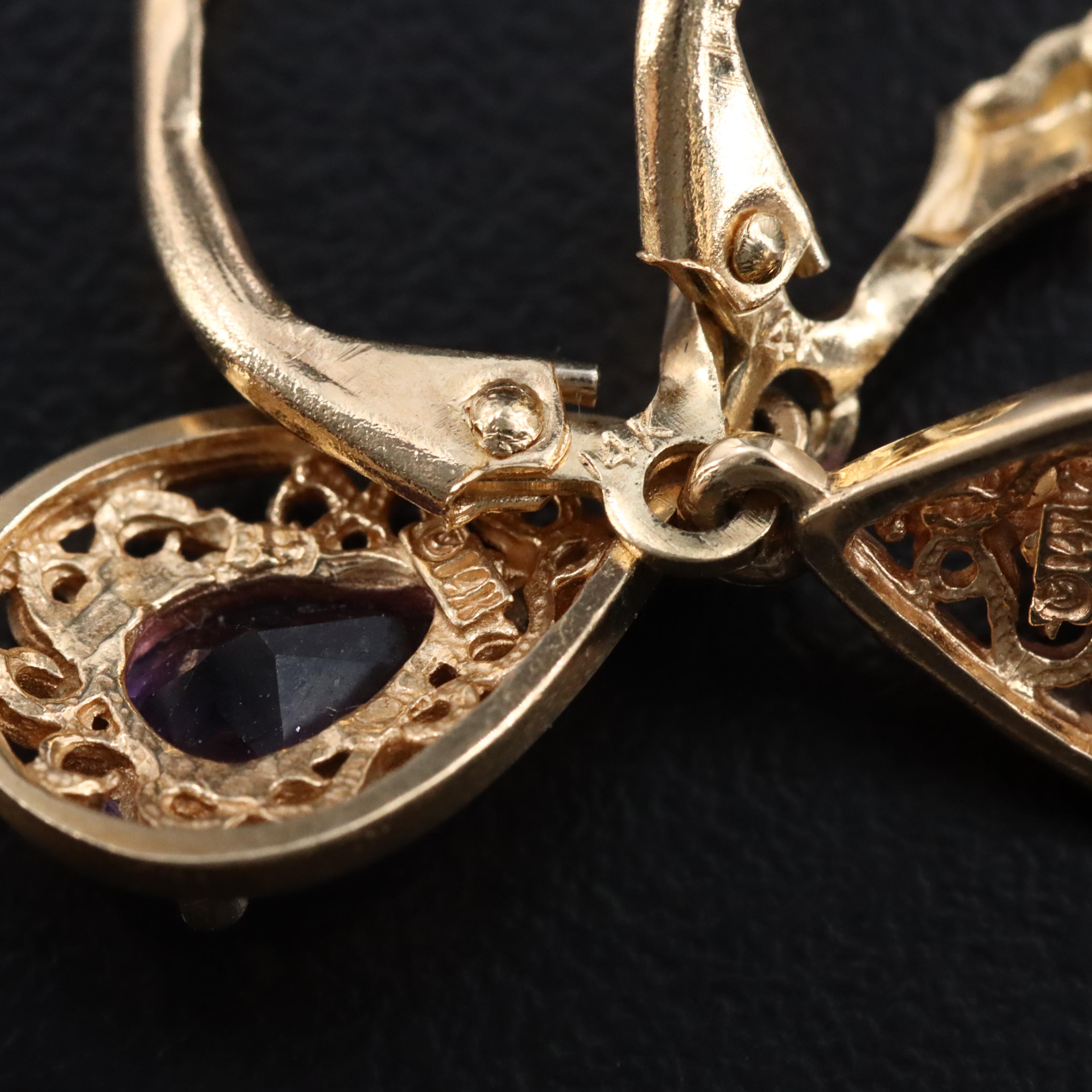 14K Amethyst Drop Earrings