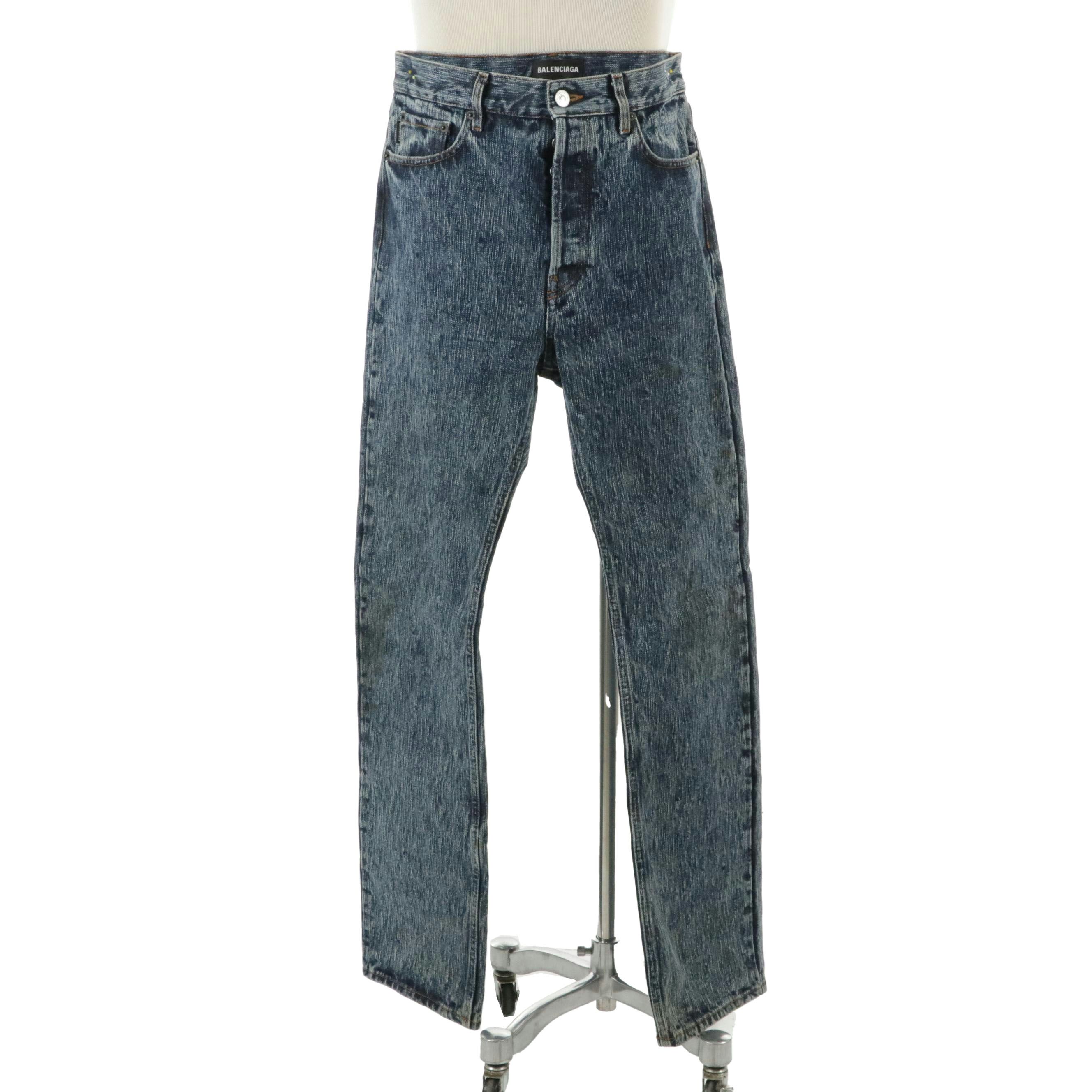 Men's Balenciaga Straight Leg Washed Denim Jeans