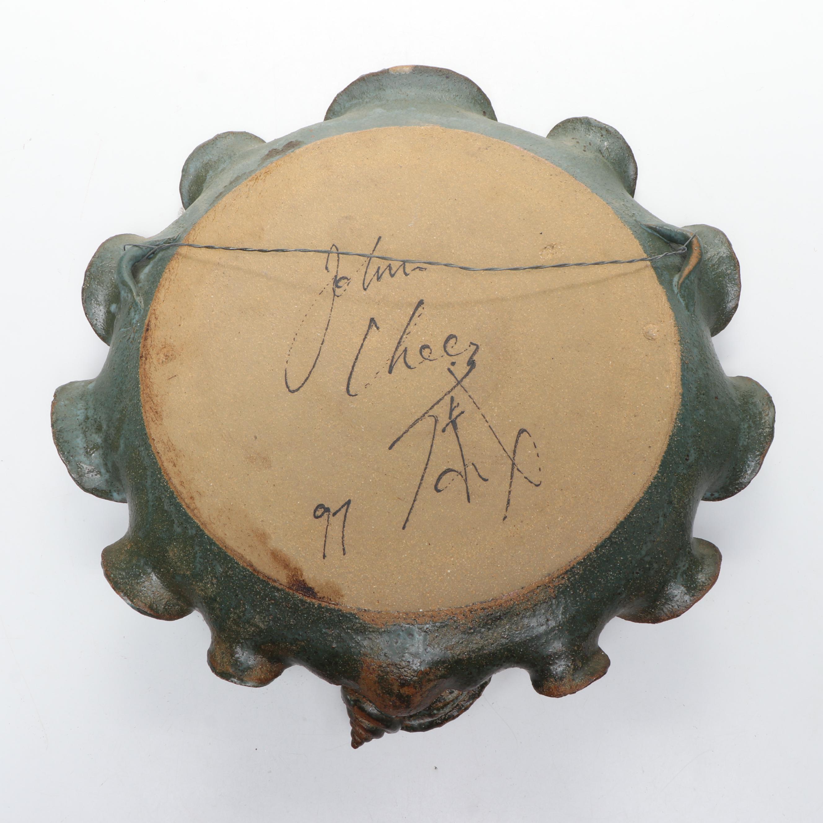 Artist Signed Ceramic Bowl with Art Pottery Vases