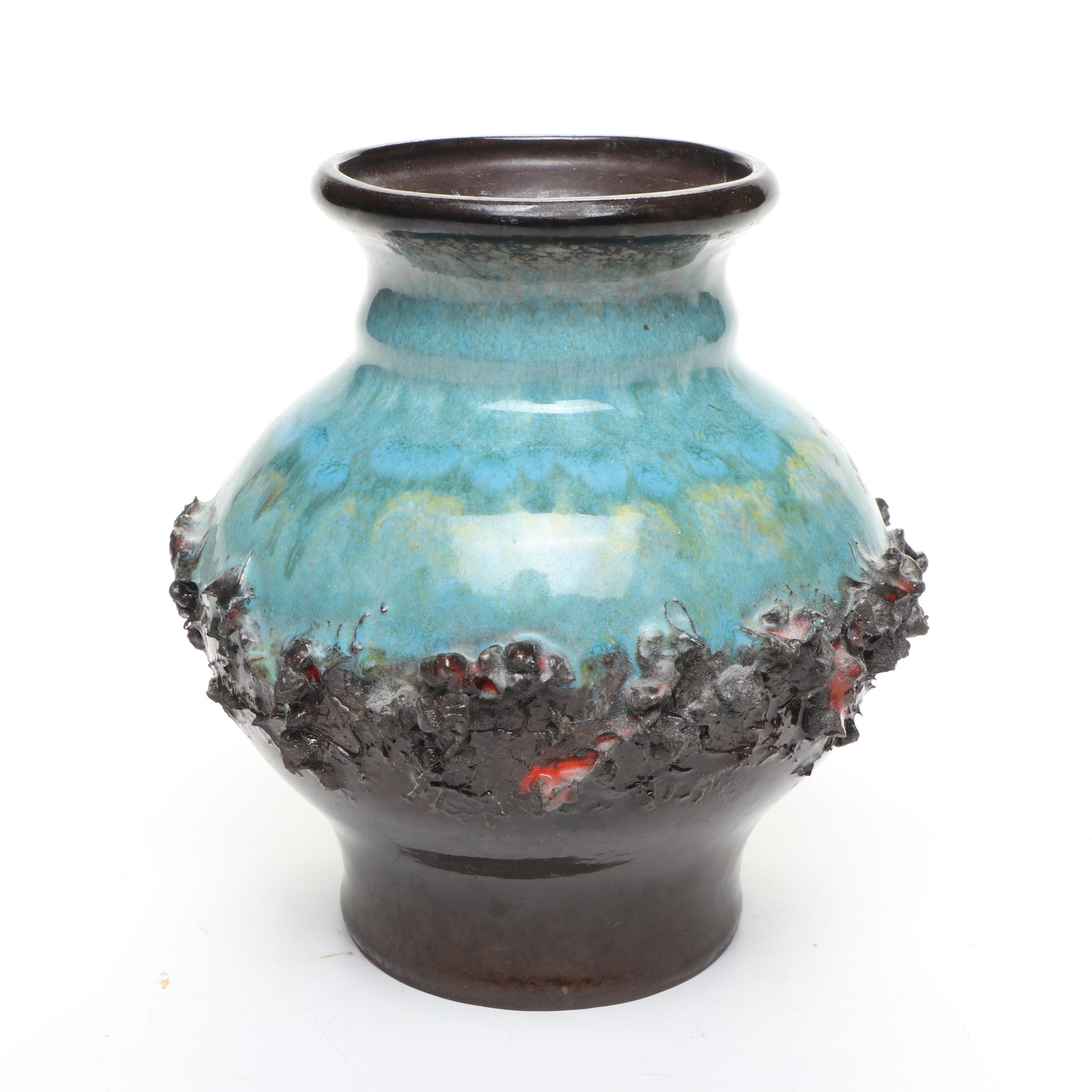 Artist Signed Ceramic Bowl with Art Pottery Vases