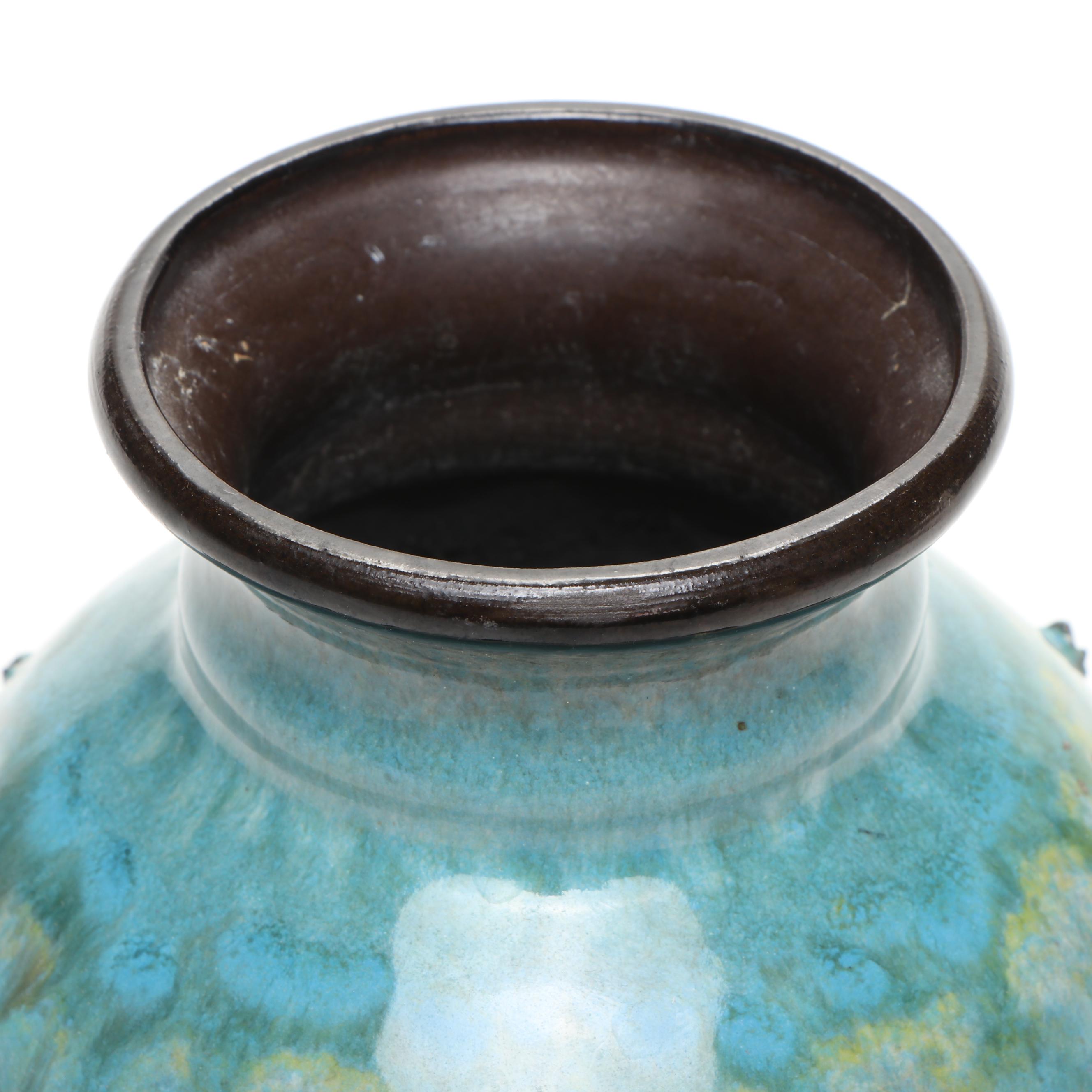 Artist Signed Ceramic Bowl with Art Pottery Vases