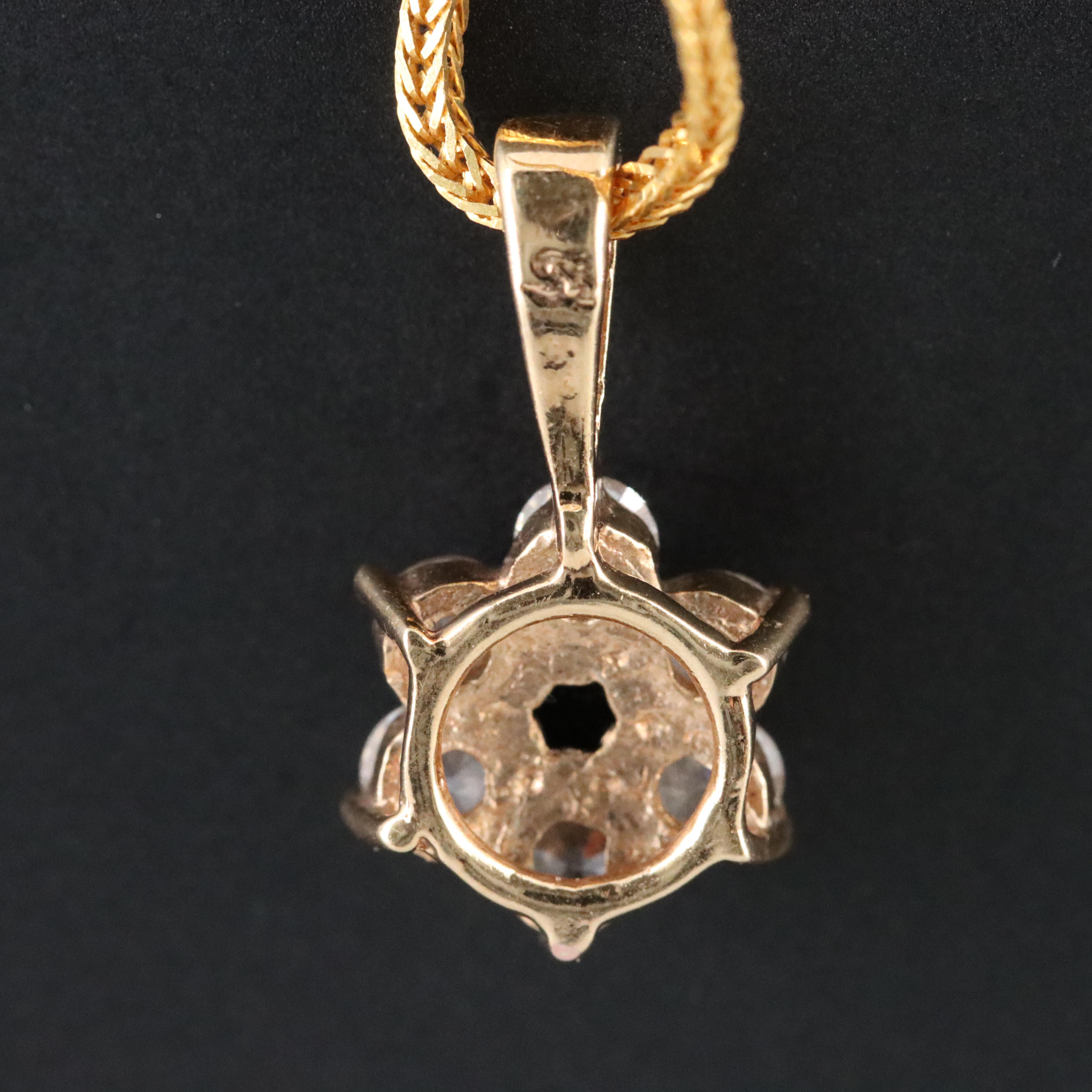 CZ and Glass Pendant on 22K Foxtail Chain Necklace