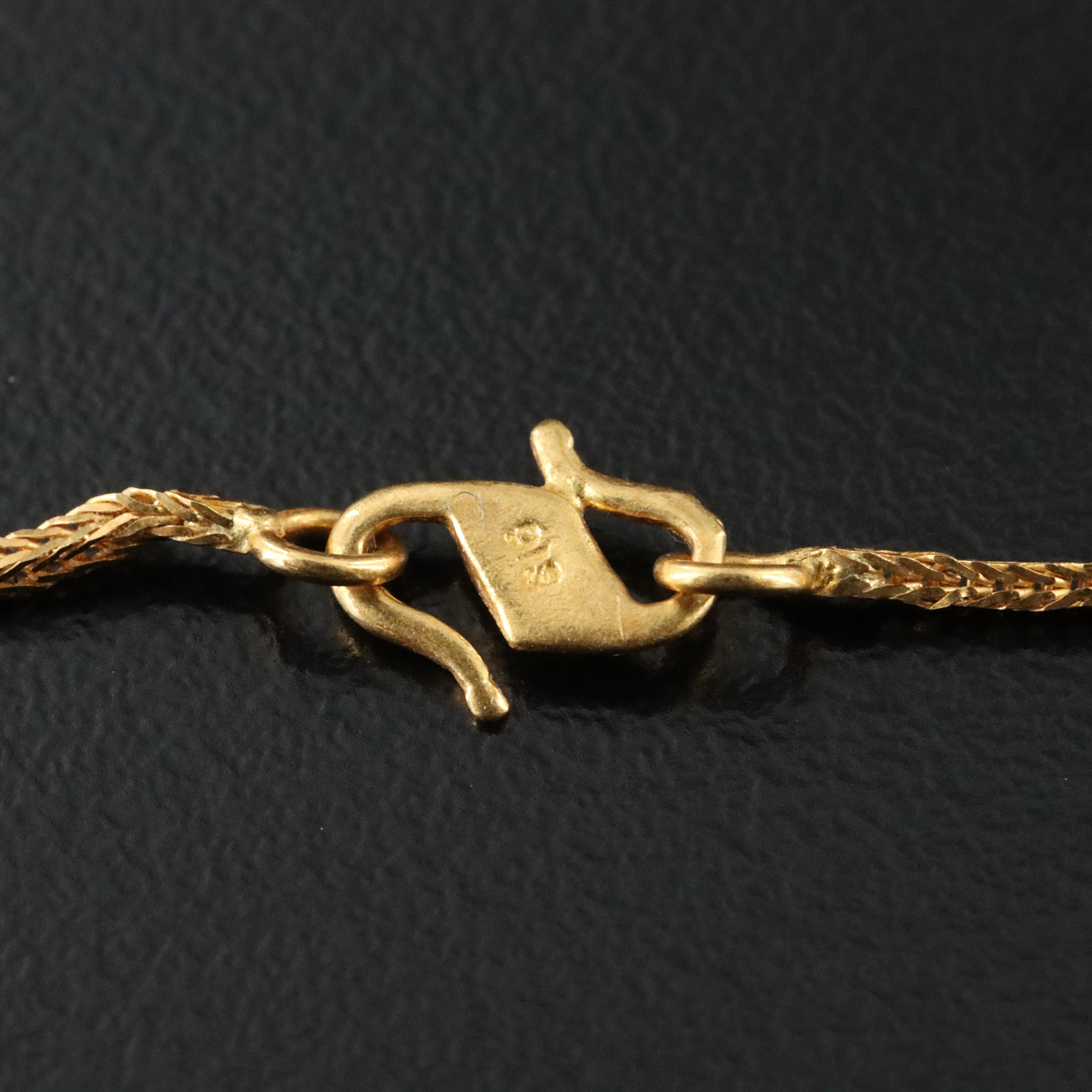 CZ and Glass Pendant on 22K Foxtail Chain Necklace