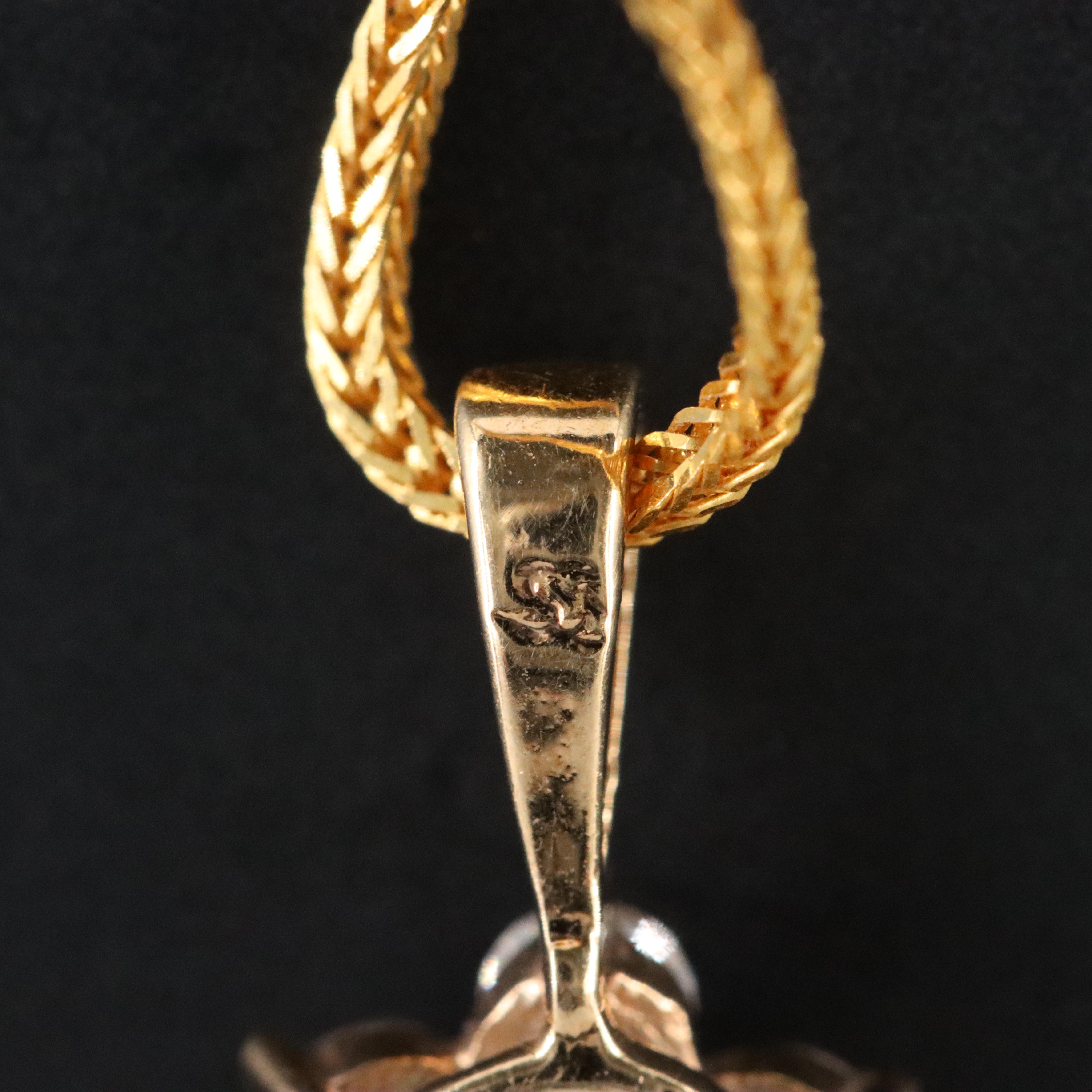 CZ and Glass Pendant on 22K Foxtail Chain Necklace