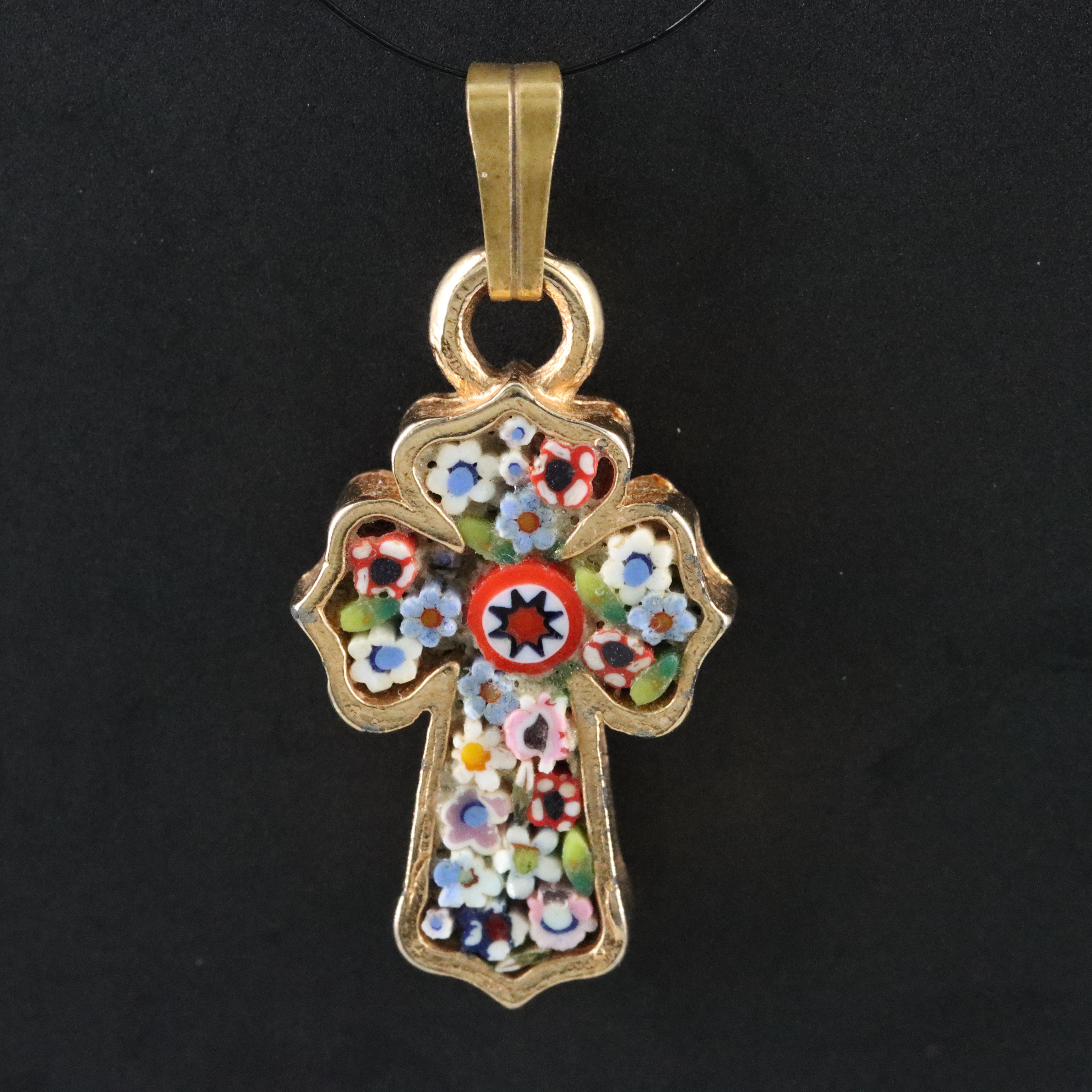 Italian Micro-Mosaic Cross Pendant