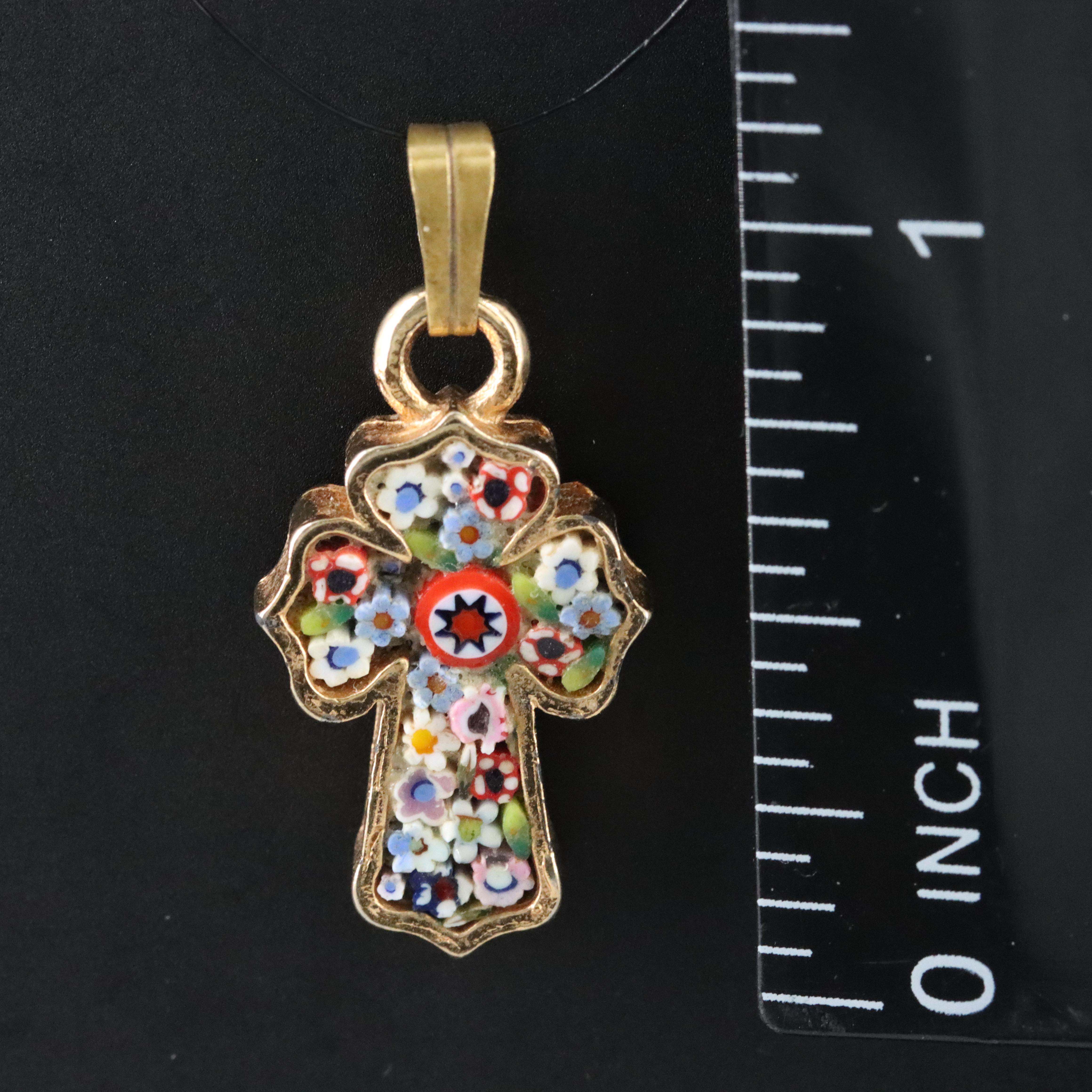 Italian Micro-Mosaic Cross Pendant