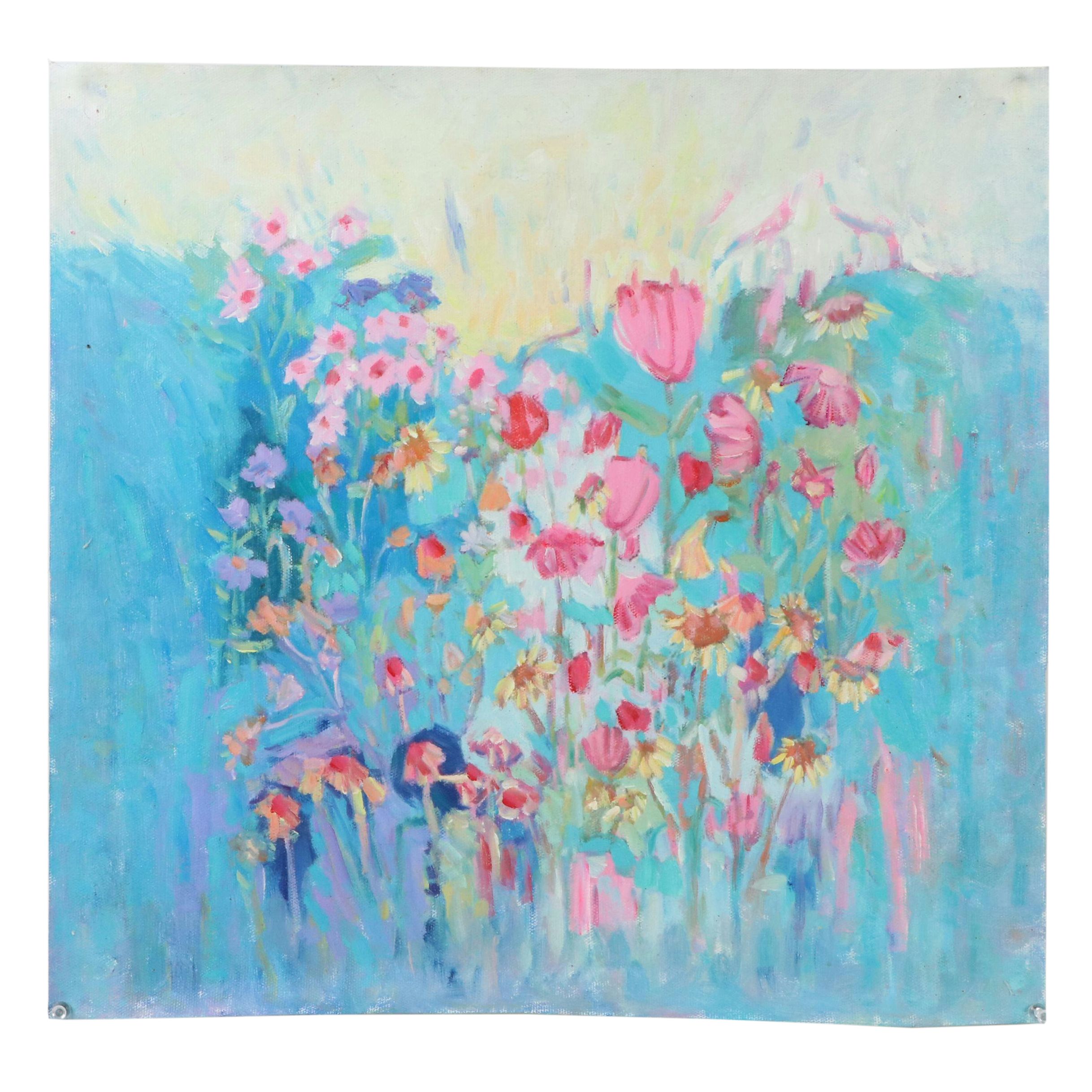 N. Ming Floral Oil Painting, 21st Century