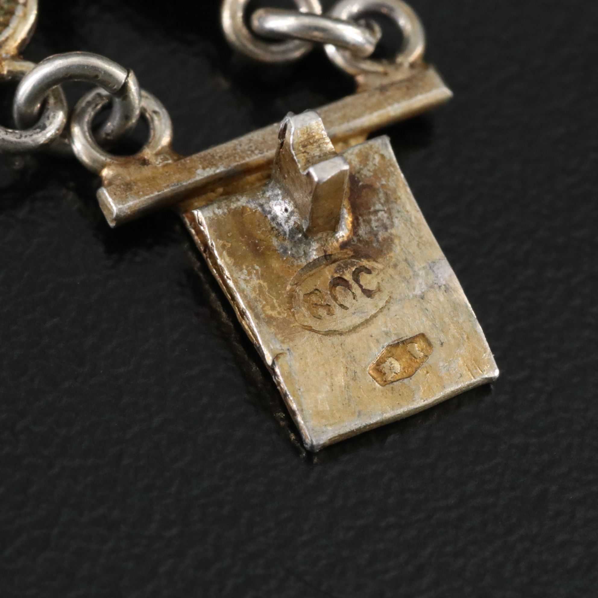 Vintage 800 Silver Tri-Color Butterfly Filigree Bracelet