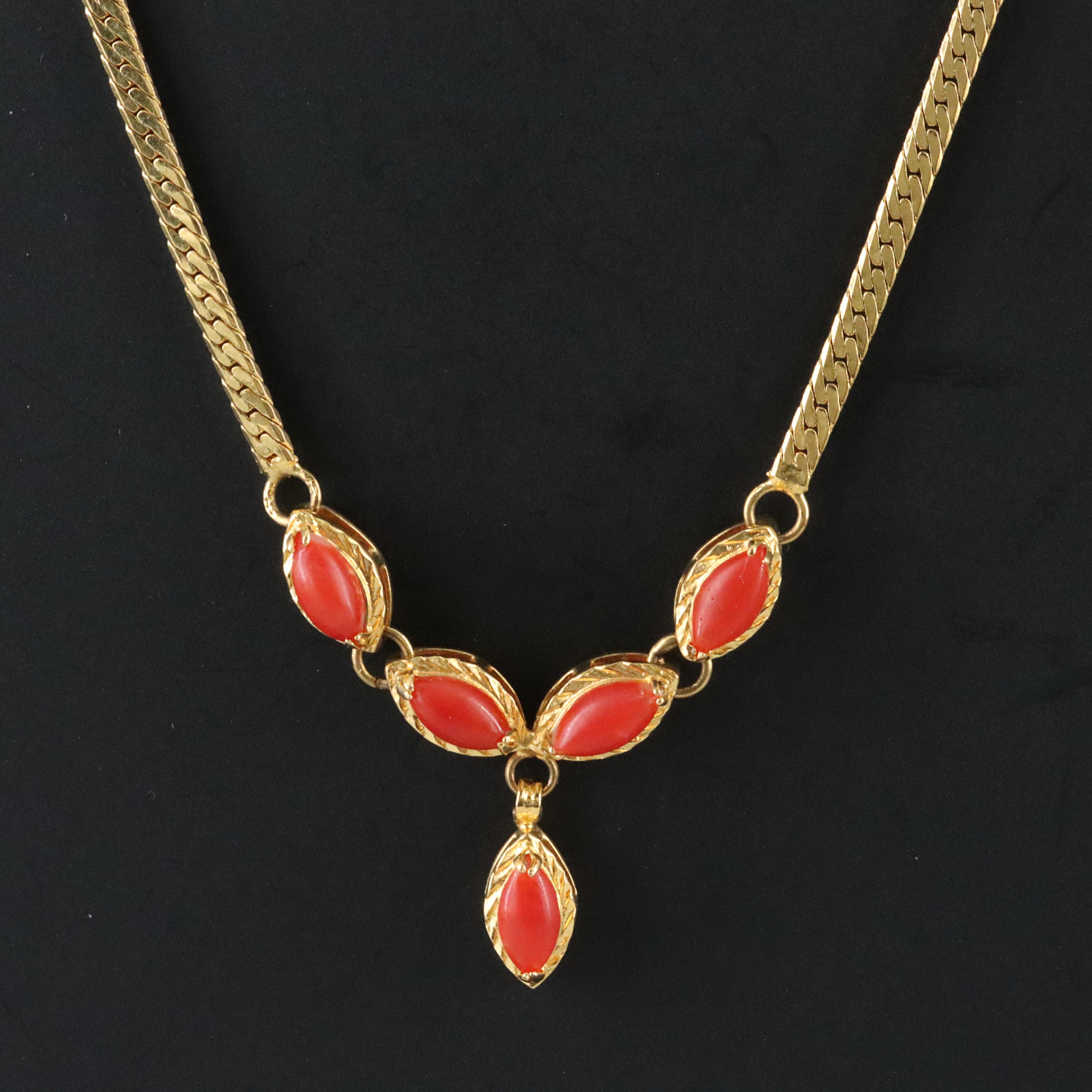 Yellow Metal Coral Necklace