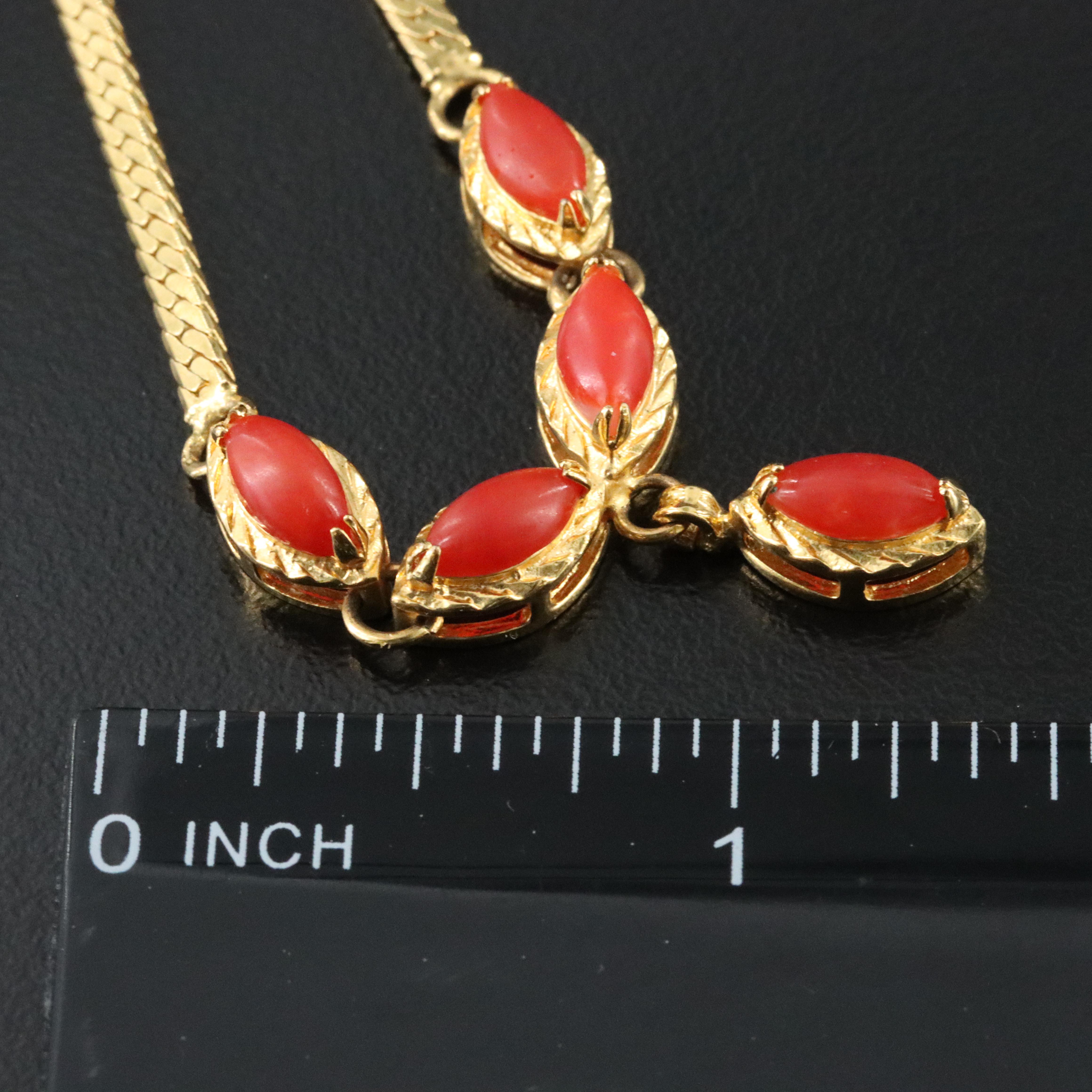 Yellow Metal Coral Necklace