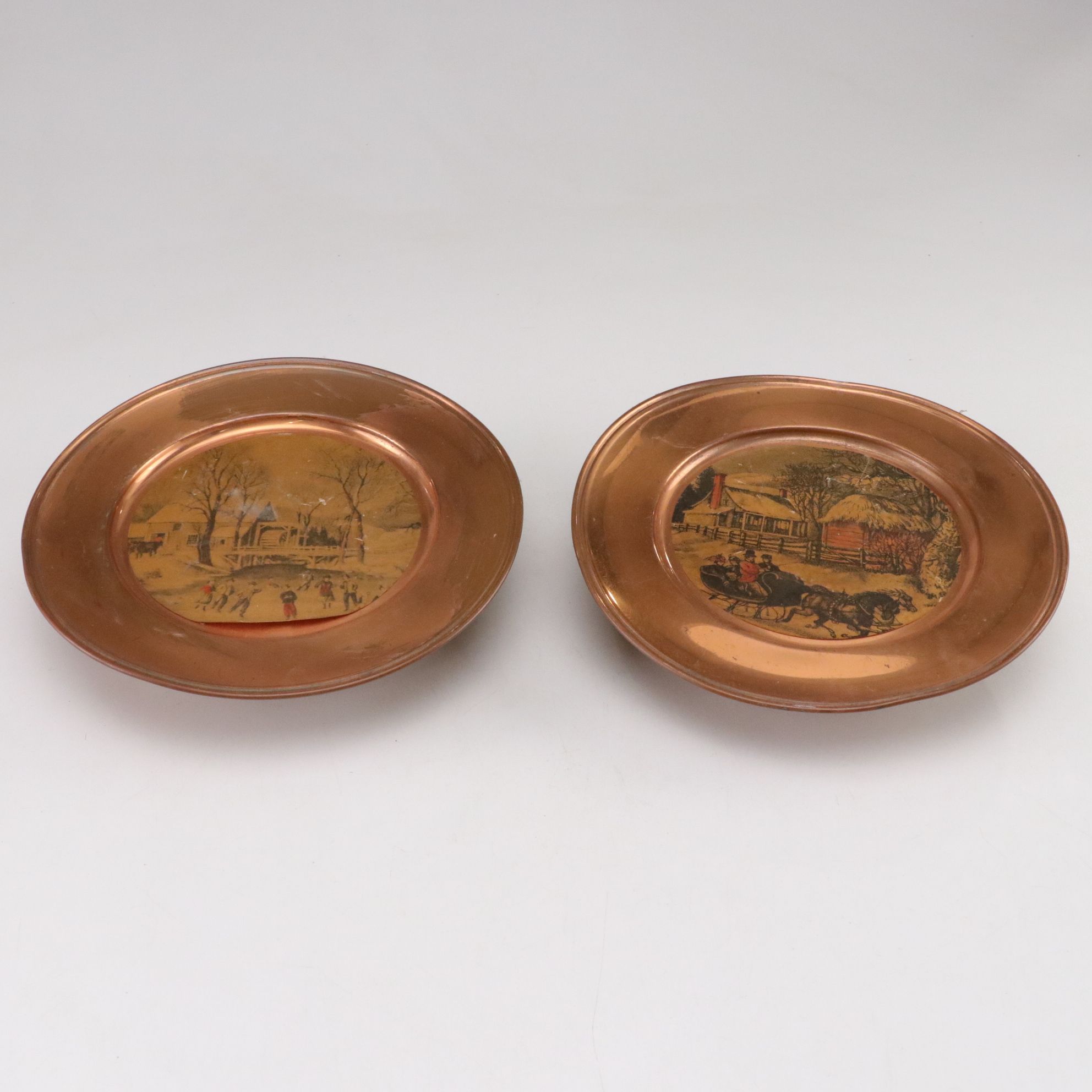 Wooden Box with Printed Estate Image , French Tin Litho Trays, and  Other Decor