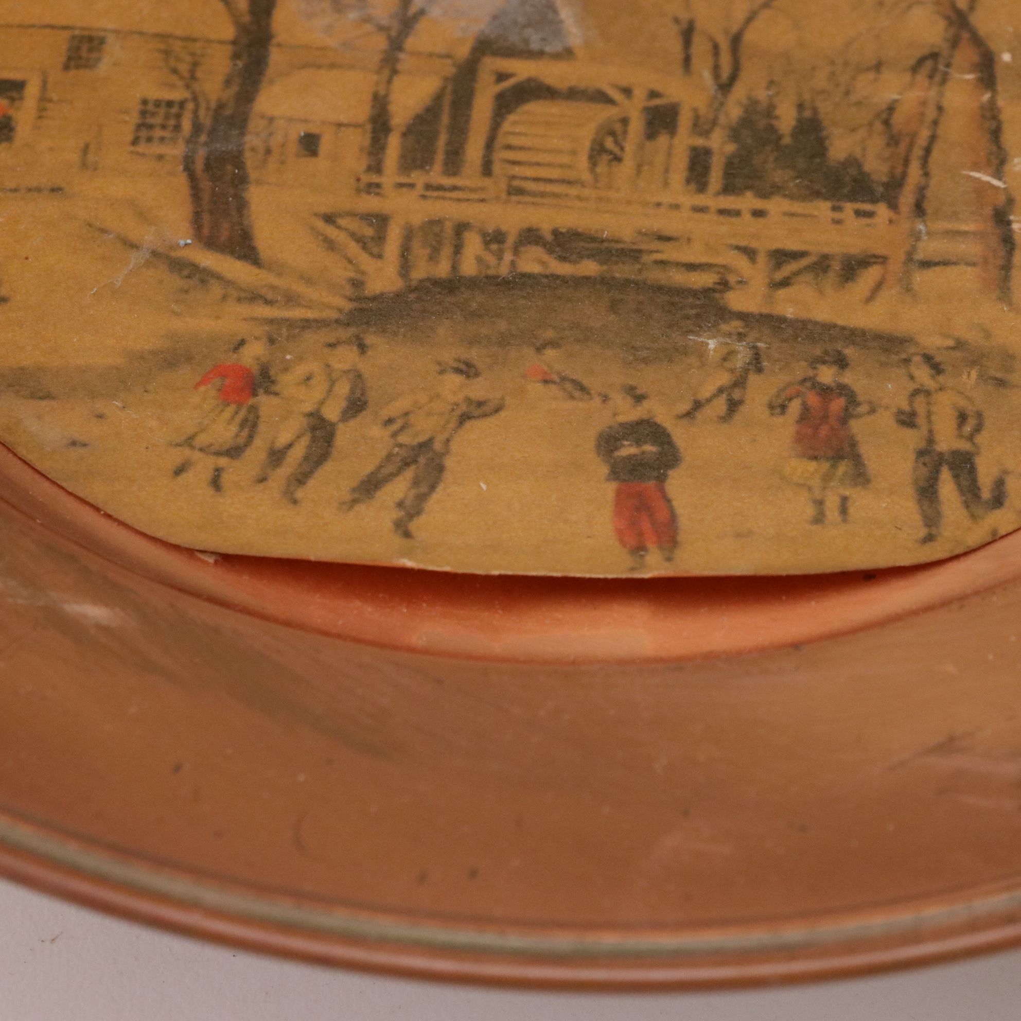 Wooden Box with Printed Estate Image , French Tin Litho Trays, and  Other Decor