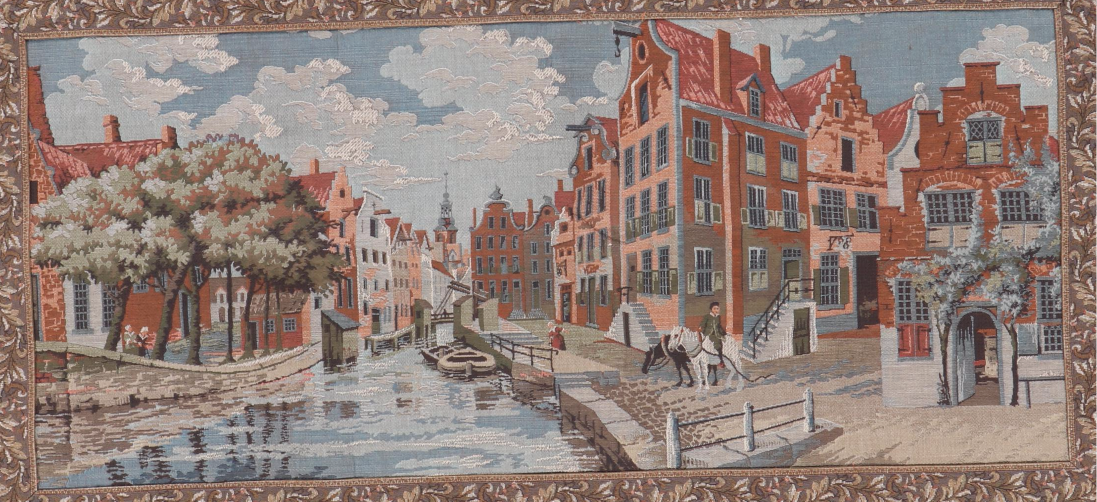 Amsterdam Canal Scene Tapestry Wall Art