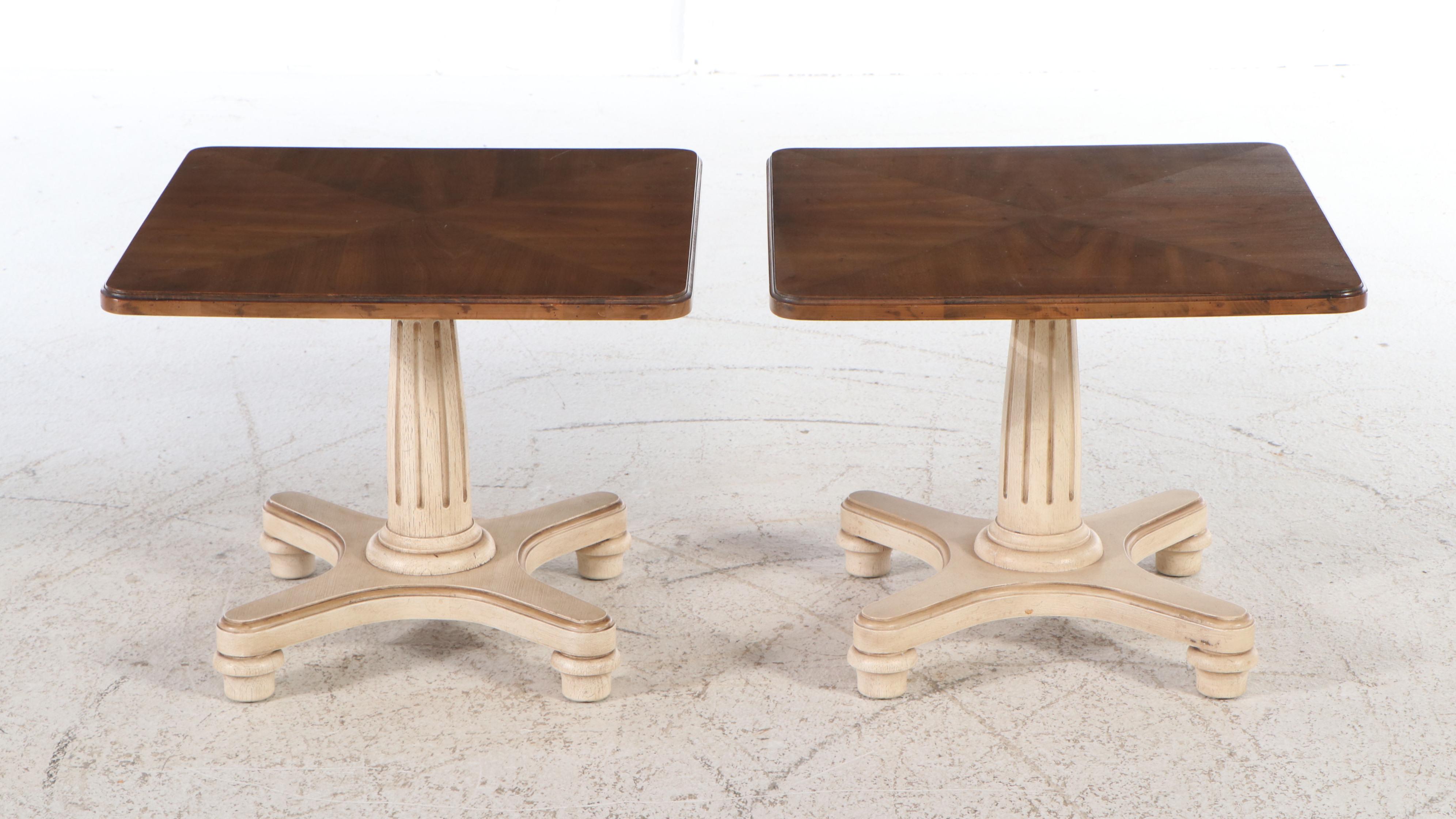 Pair of Heritage Furniture Neoclassical Style Pedestal Side Tables