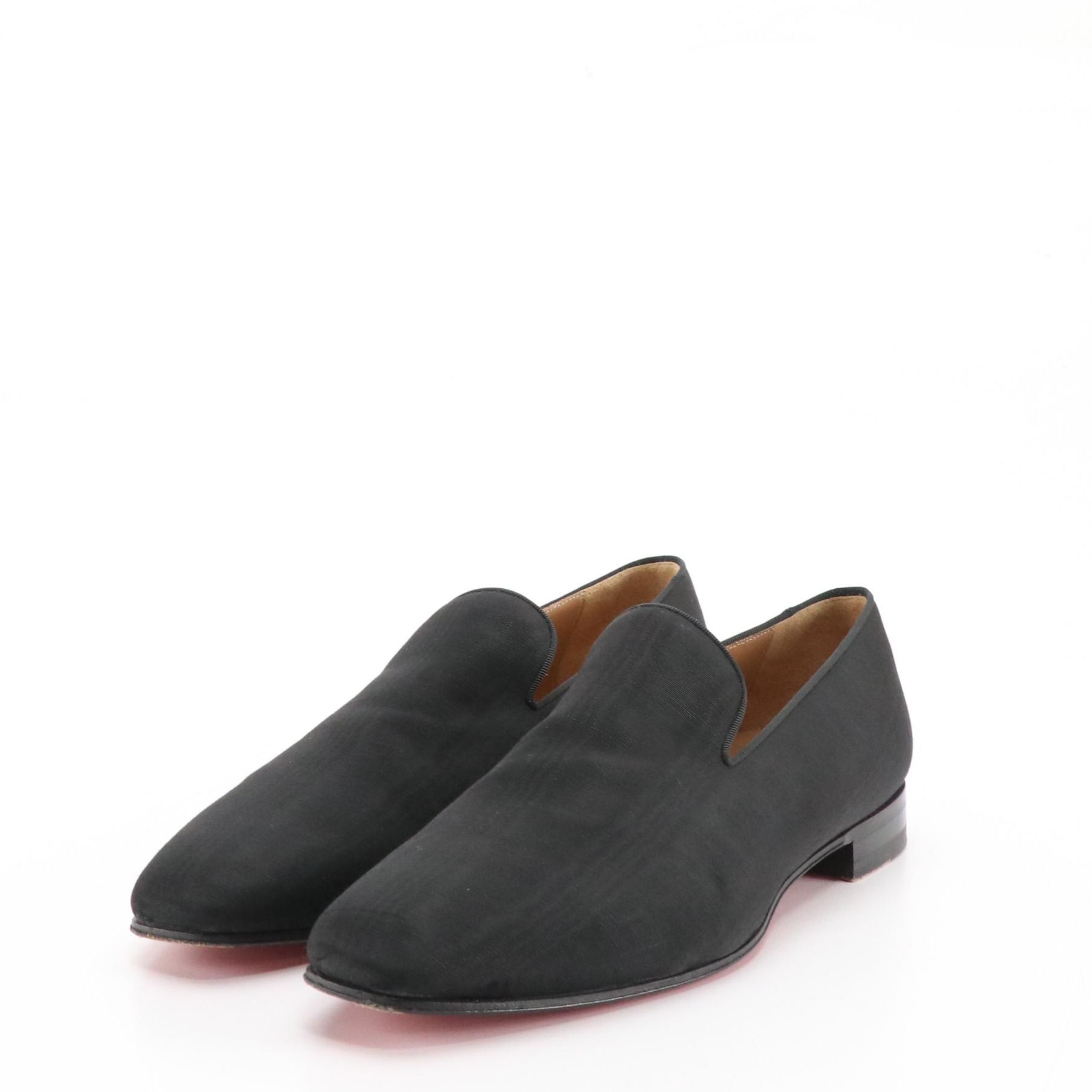 Men's Christian Louboutin Black Moiré and Grosgrain Dress Loafers