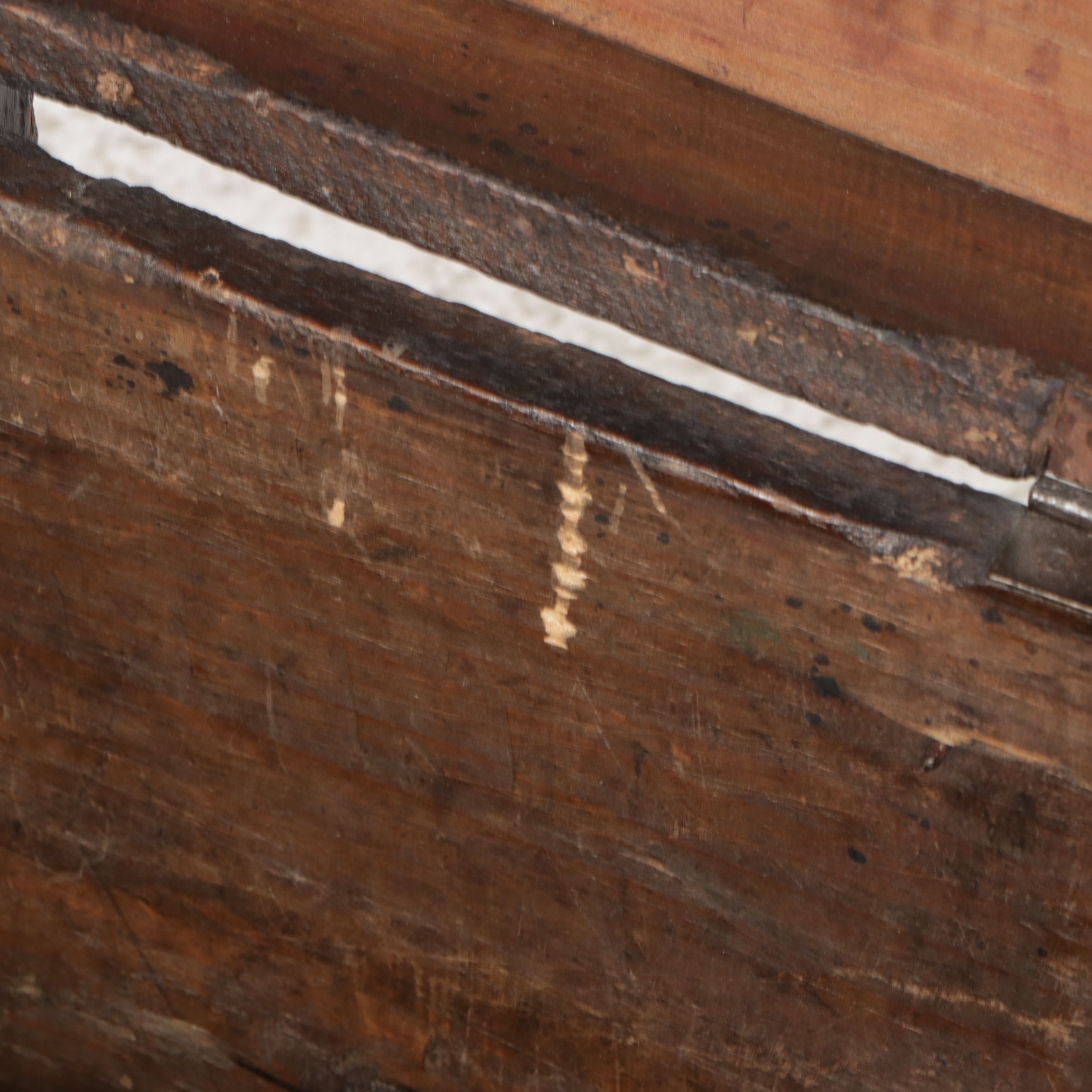 Painted Carved Wood Lock Box, 19th Century