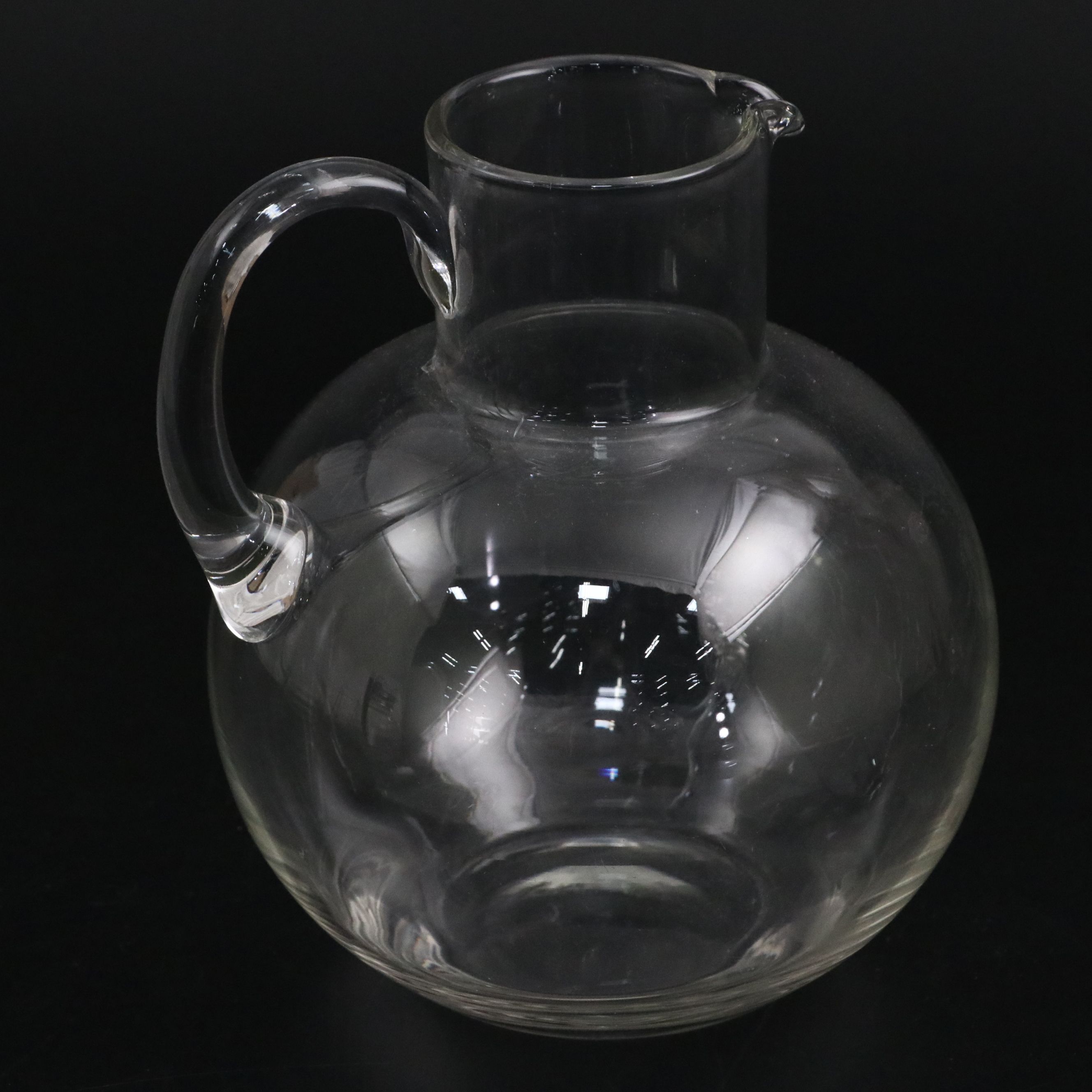 Pyrex Etched Floral Glass Tea Pot with Other Pitchers, Vintage