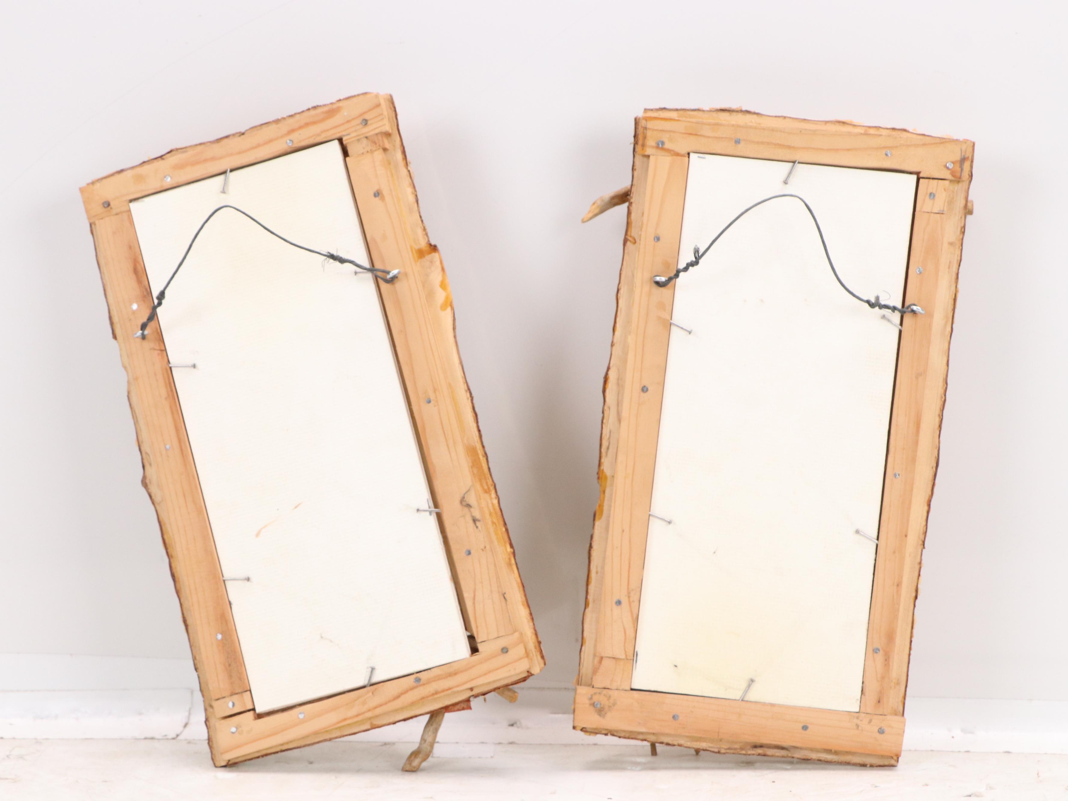 Vintage Calendar Prints in Rustic Handmade Frames, 20th century