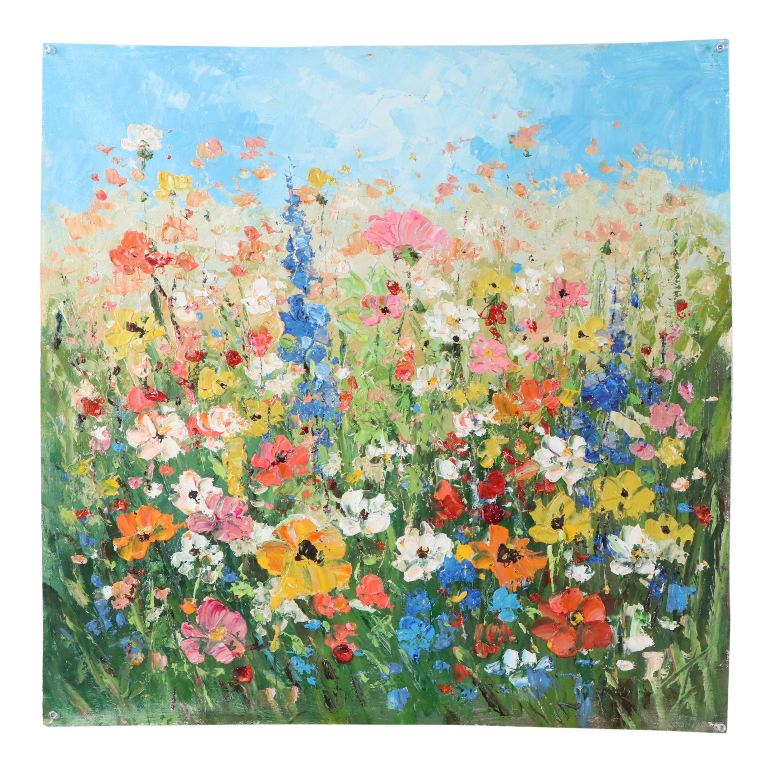 Ping Floral Landscape Oil Painting, 21st Century