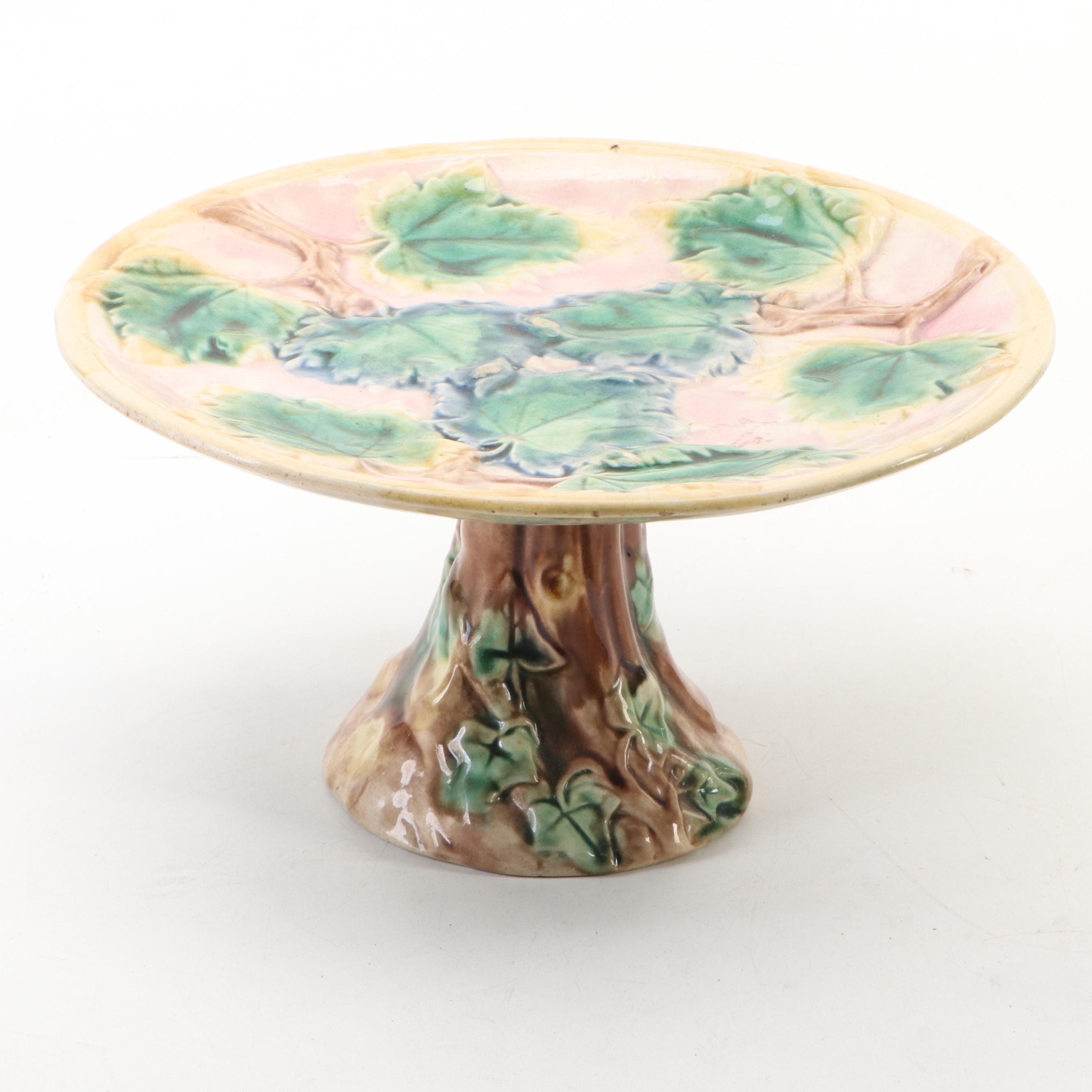 Griffen, Smith and Hill Etruscan Majolica Nappy with Cake Stand, 19th Century