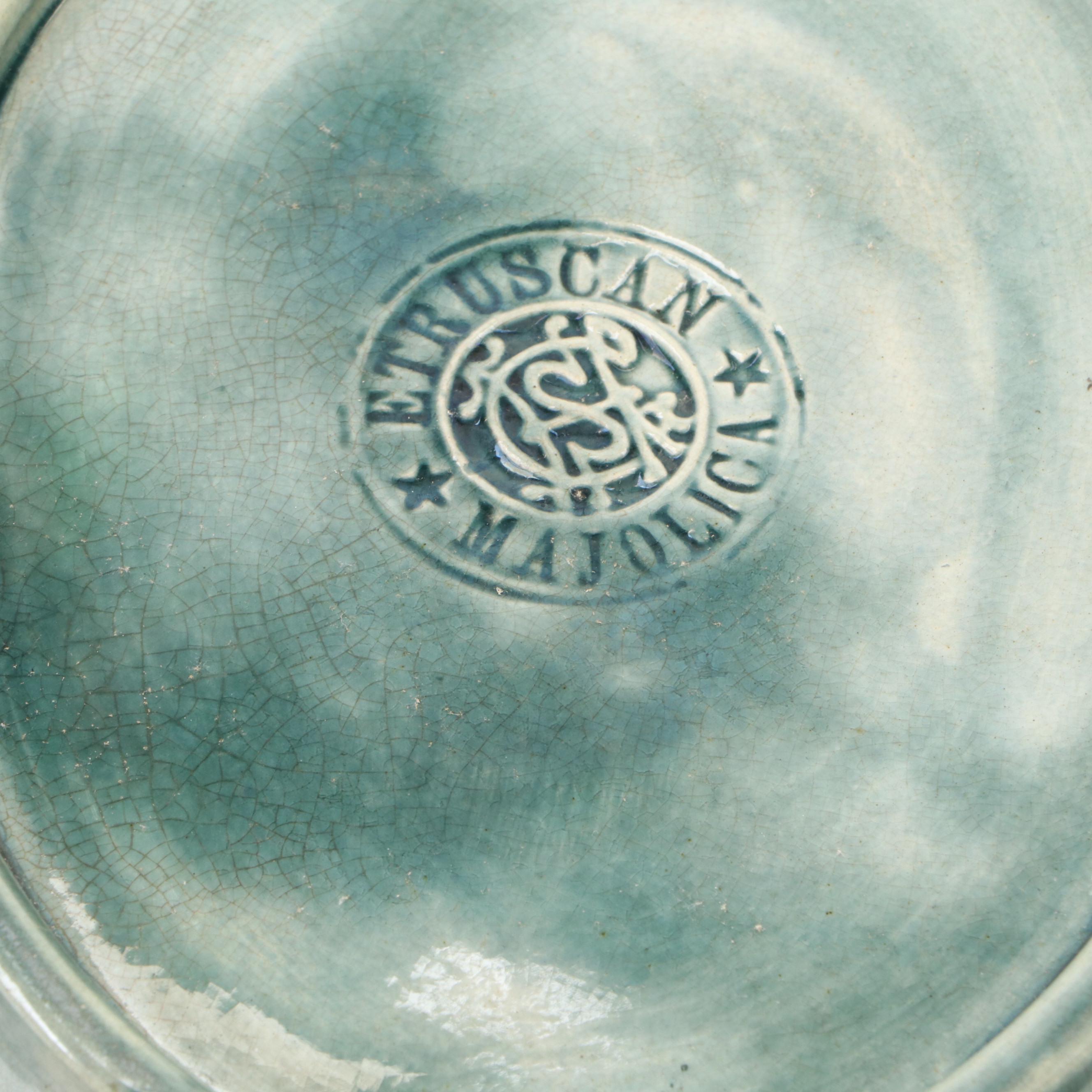 Griffen, Smith and Hill Etruscan Majolica Nappy with Cake Stand, 19th Century