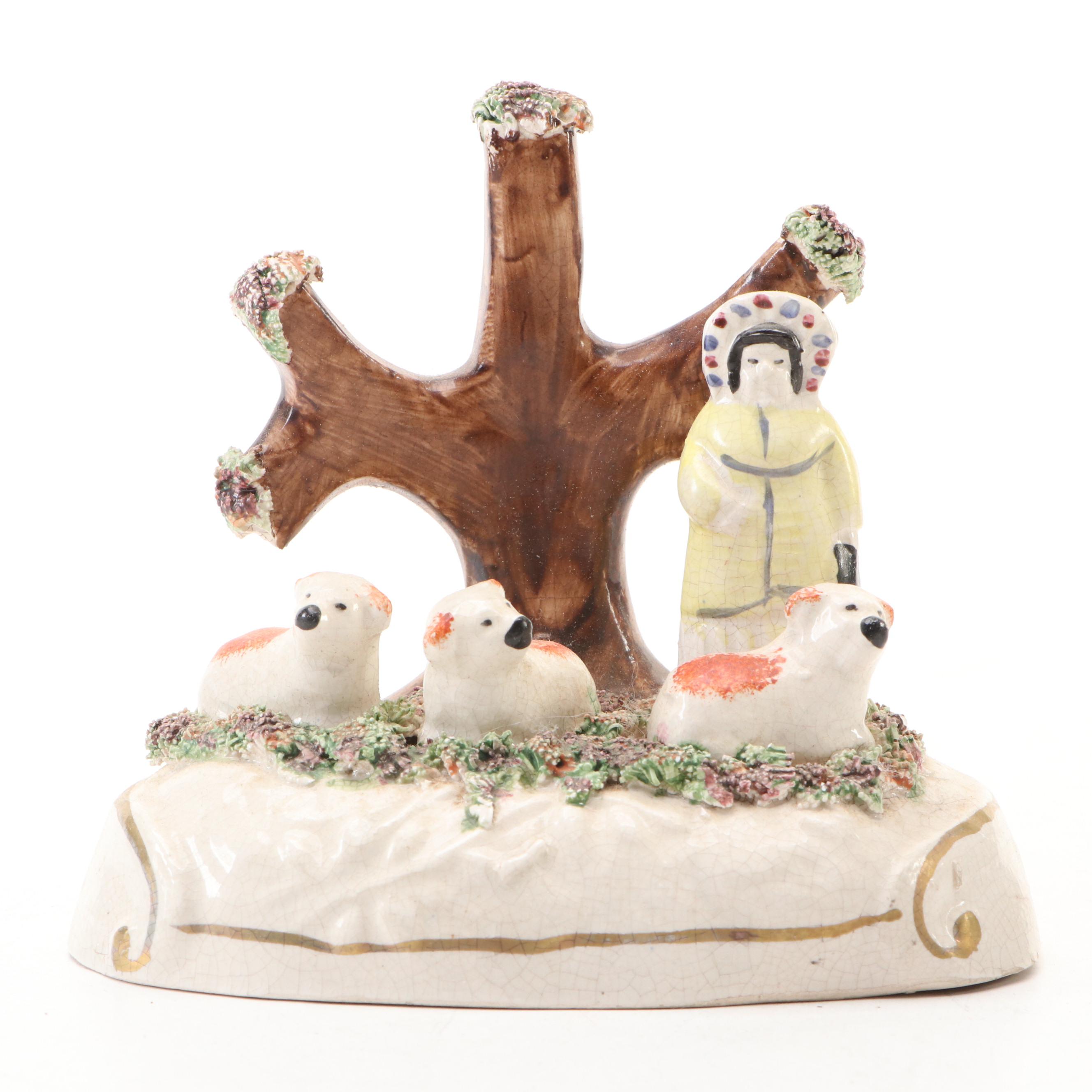 English Staffordshire Style Shepherd and Shepherdess Figurines