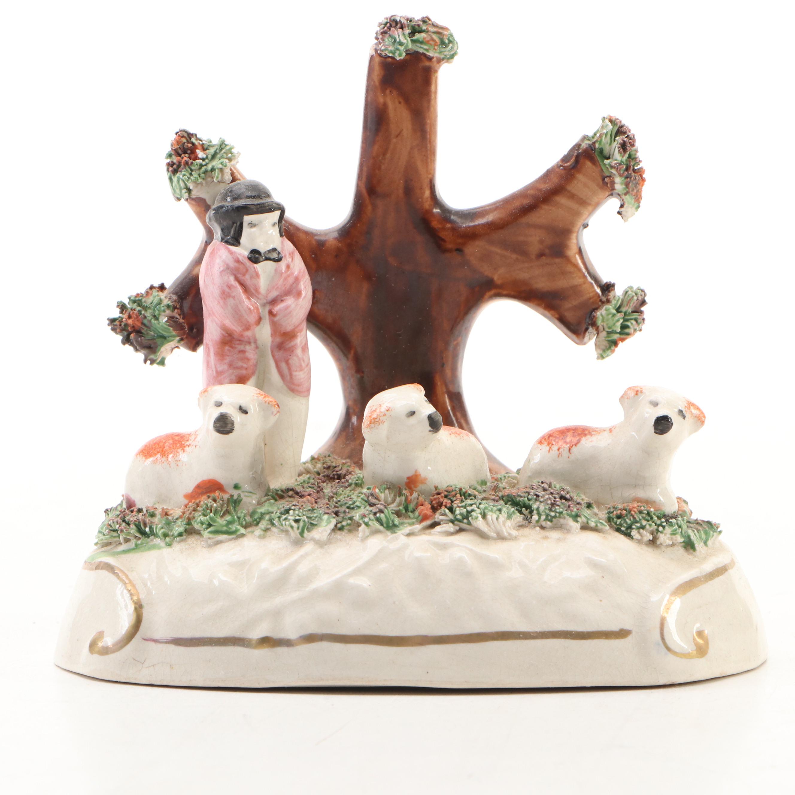 English Staffordshire Style Shepherd and Shepherdess Figurines