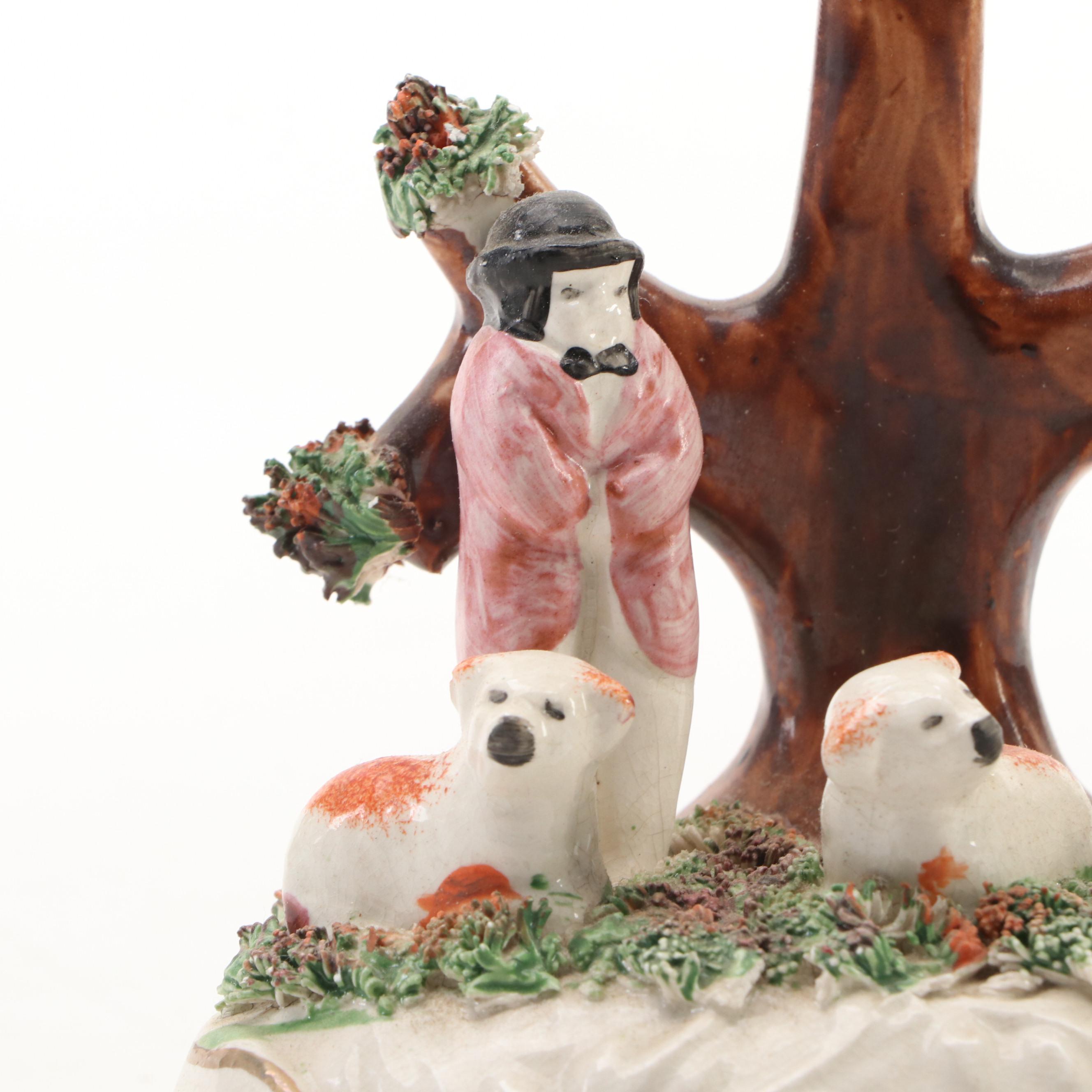 English Staffordshire Style Shepherd and Shepherdess Figurines