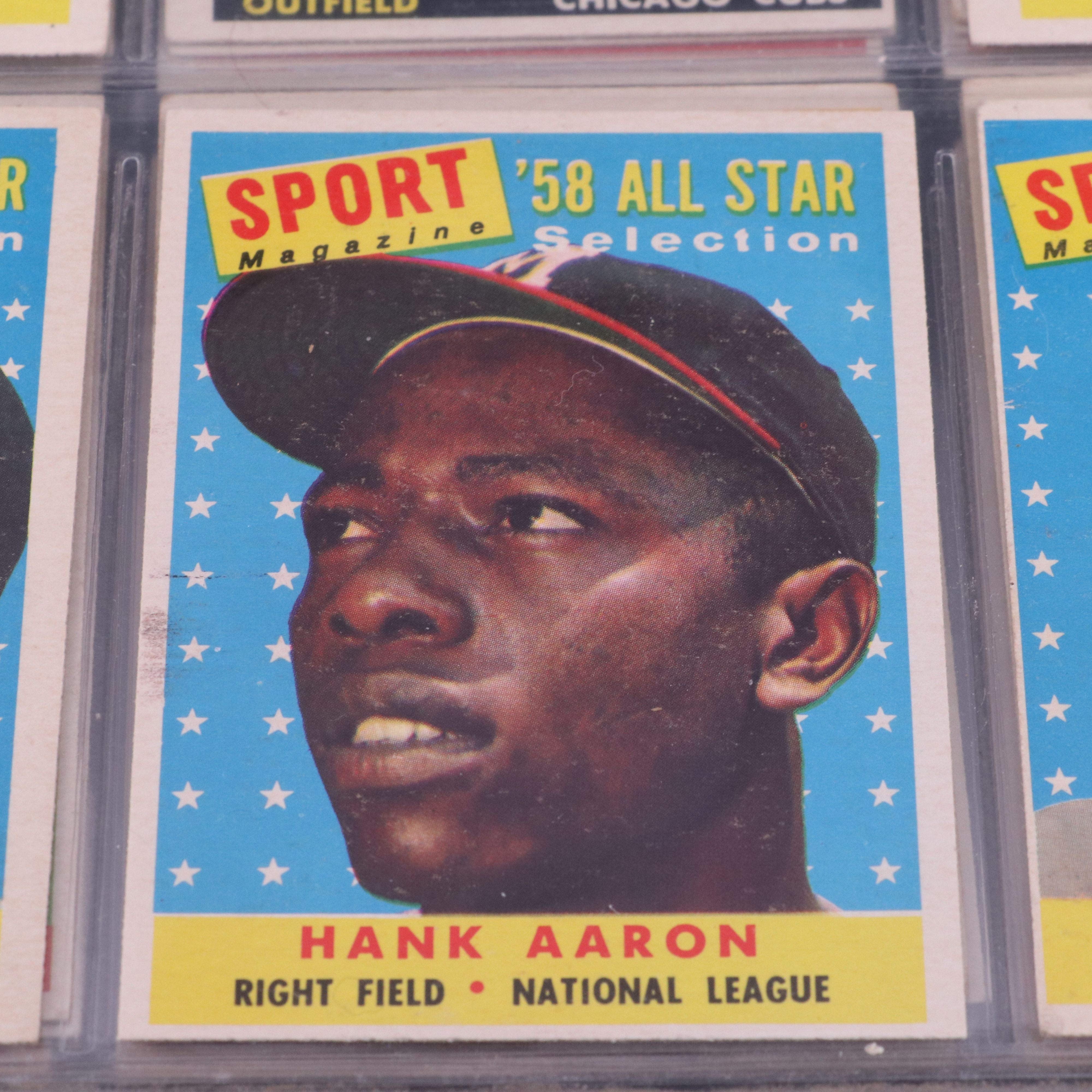 1958 Topps Baseball Cards Featuring Hank Aaron, Frank Robinson, and More