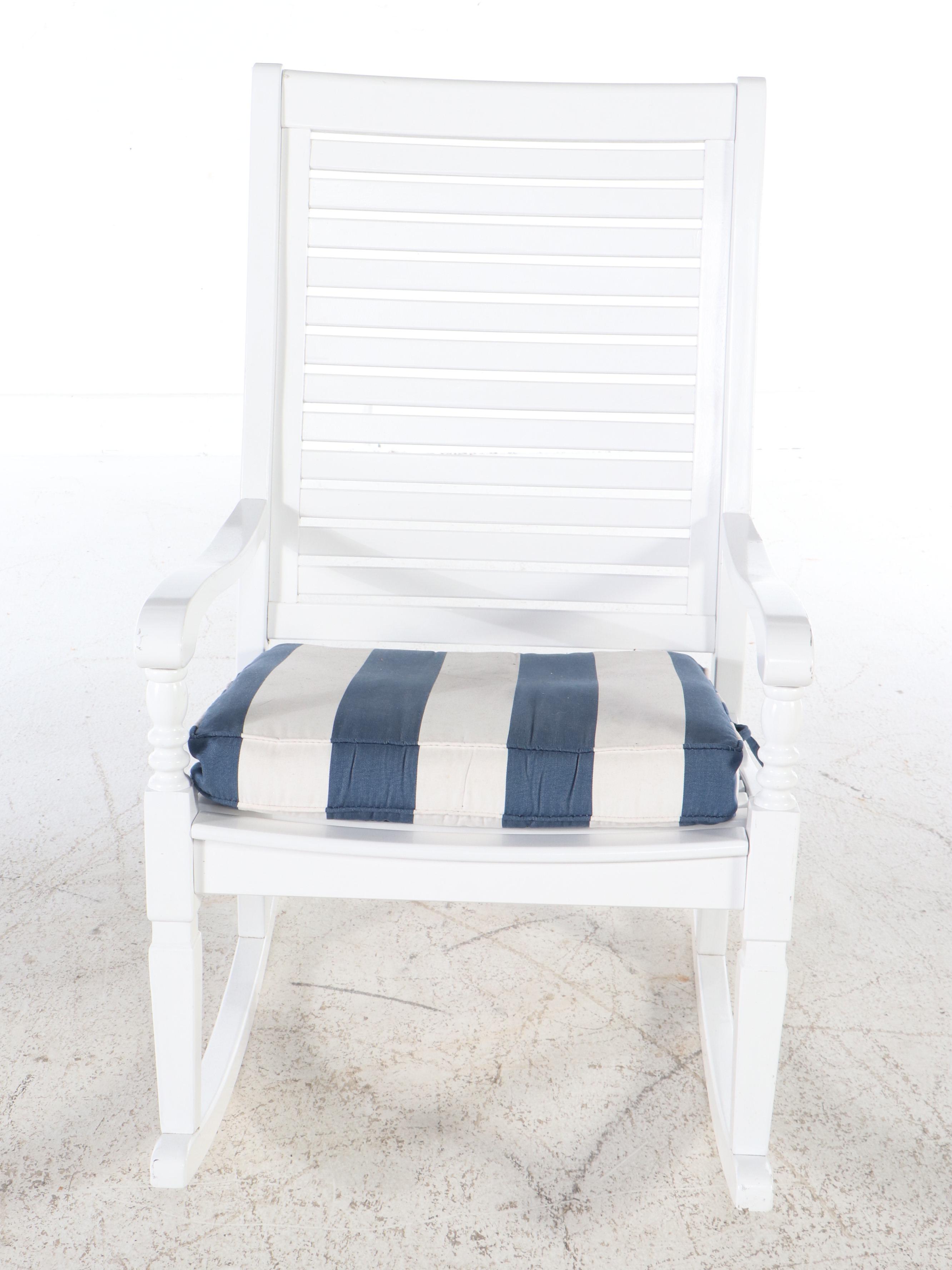 Grandinroad Painted Wood "Nantucket" Rocking Chair with Removable Cushion