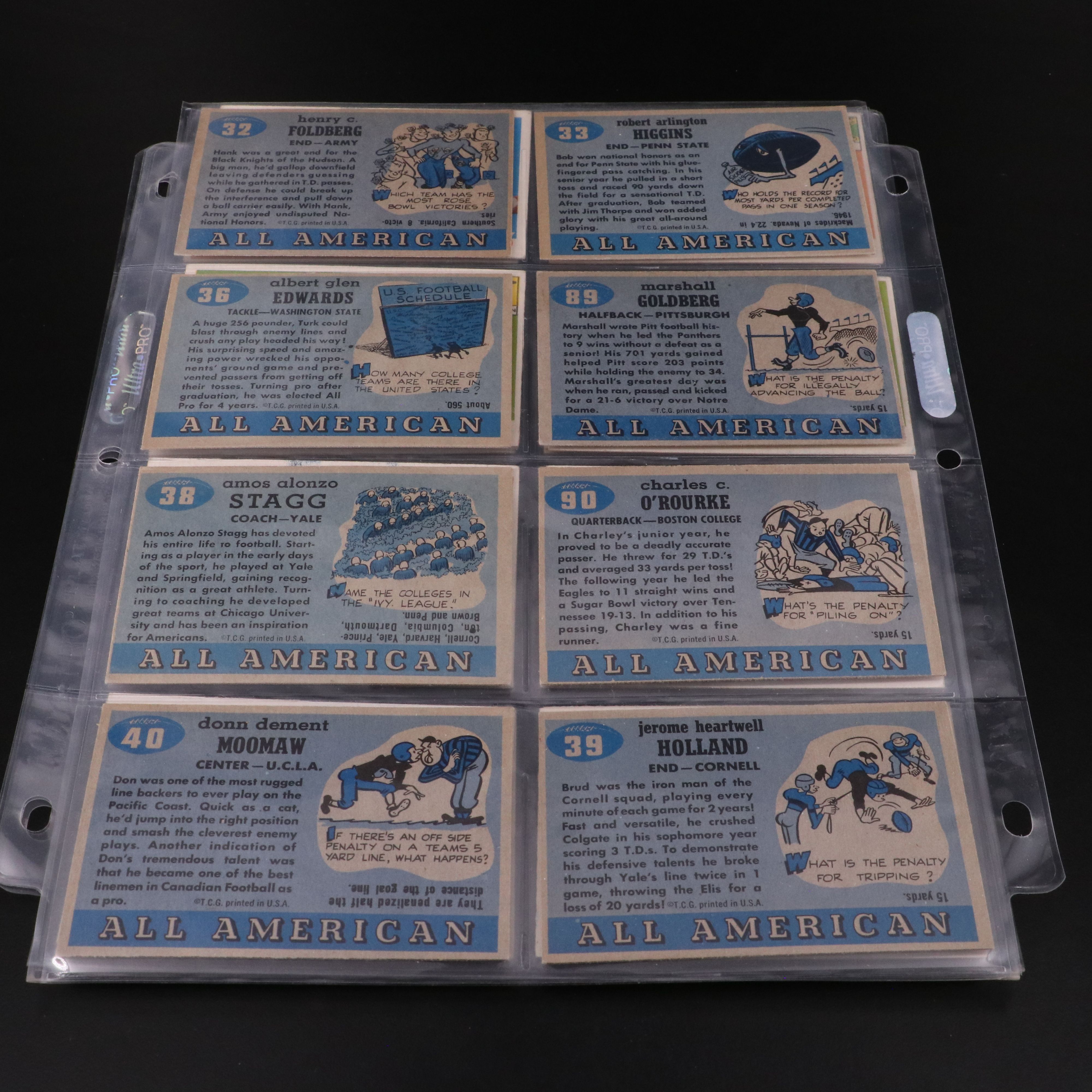 1955 Topps All American Football Cards with Ken Strong, Turk Edwards, and More