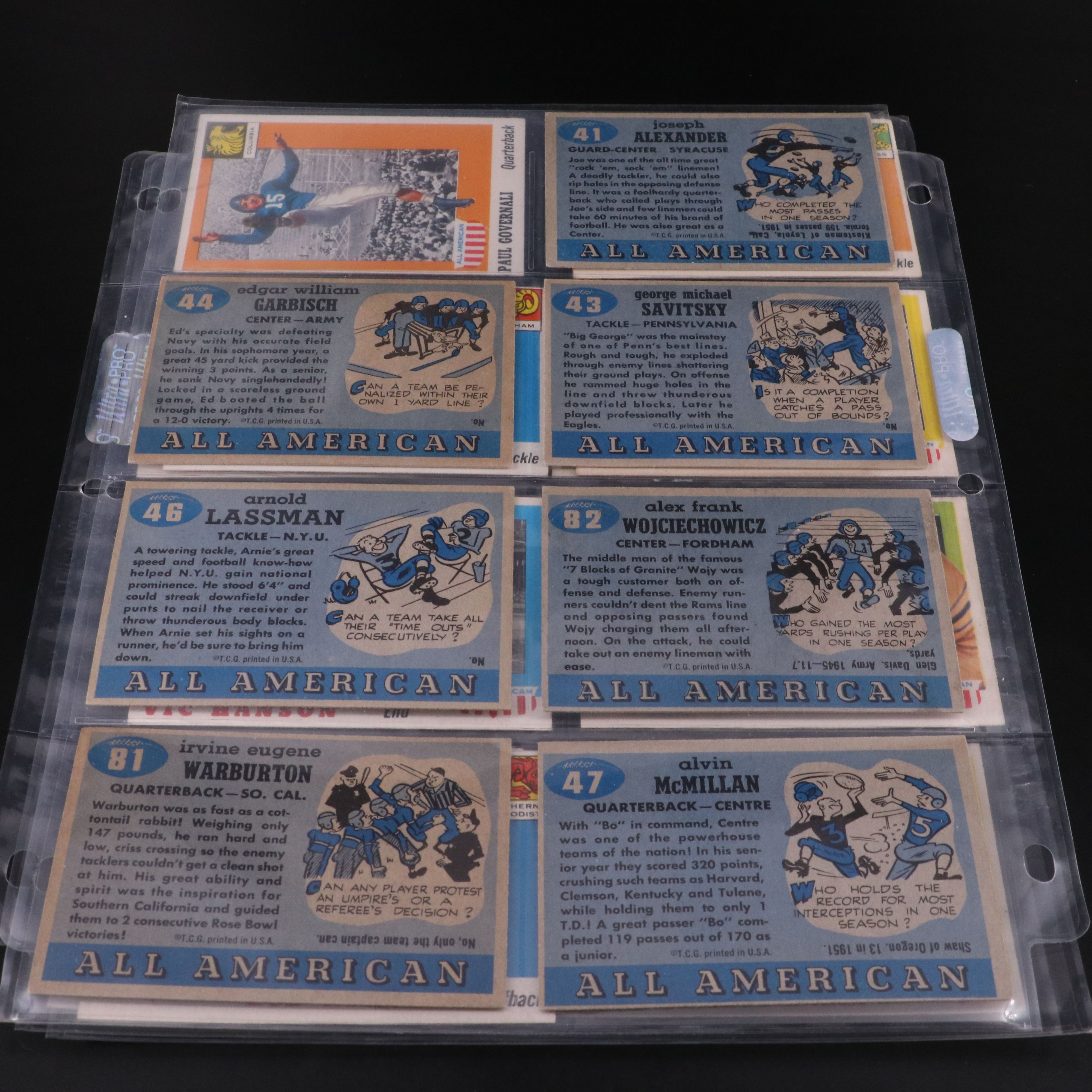 1955 Topps All American Football Cards with Ken Strong, Turk Edwards, and More