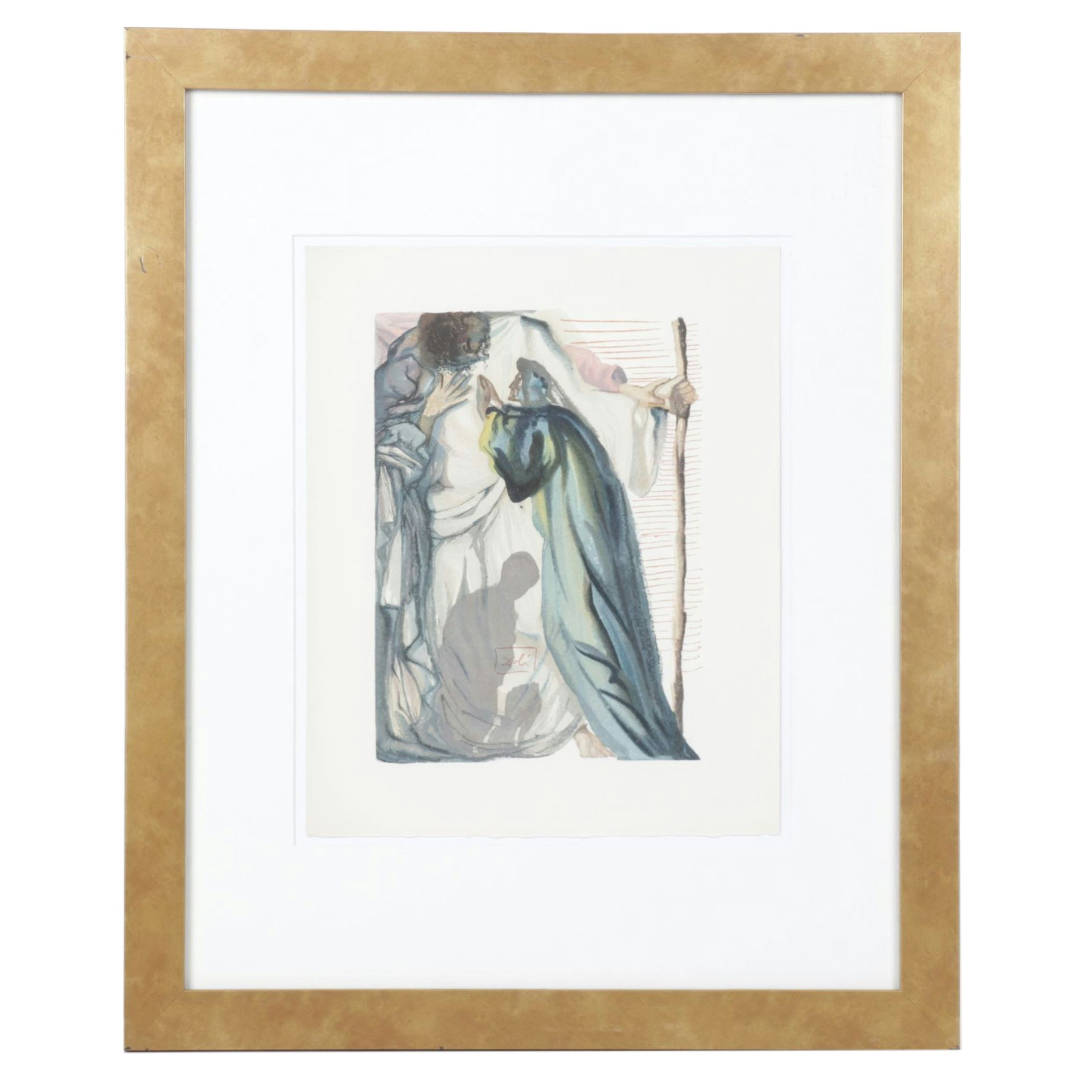 Salvador Dalí Wood Engraving "Un Esprit Interroge Dante"