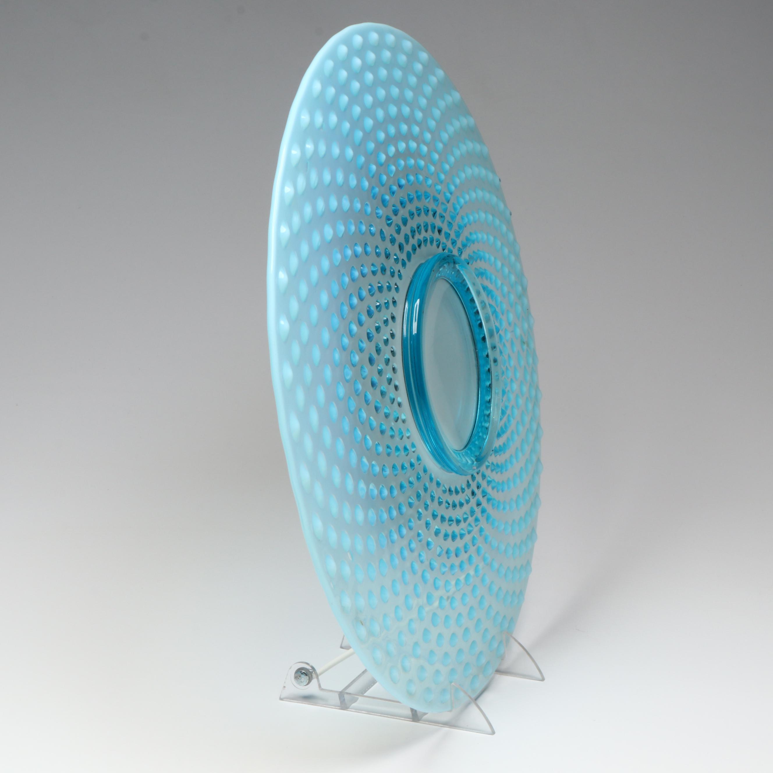 Fenton Hobnail Opalescent Blue Charger, Plates and Bowls, Mid-20th Century