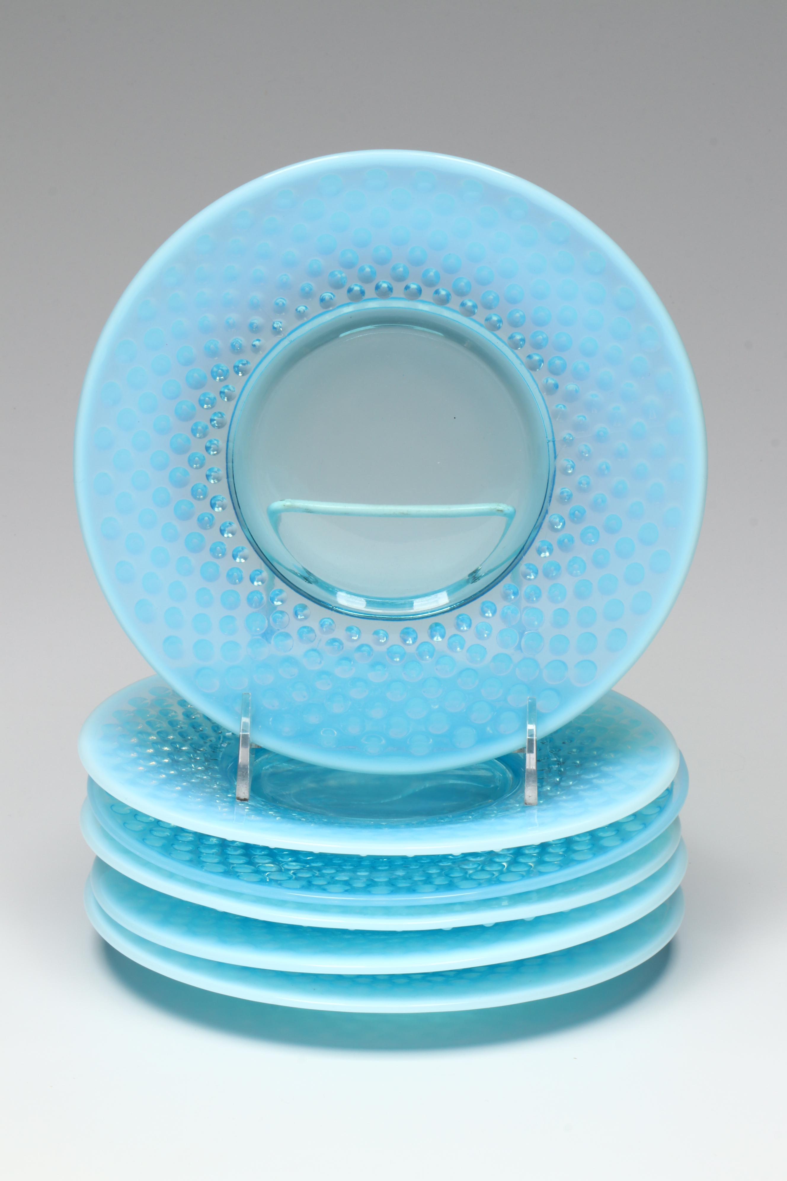 Fenton Hobnail Opalescent Blue Charger, Plates and Bowls, Mid-20th Century