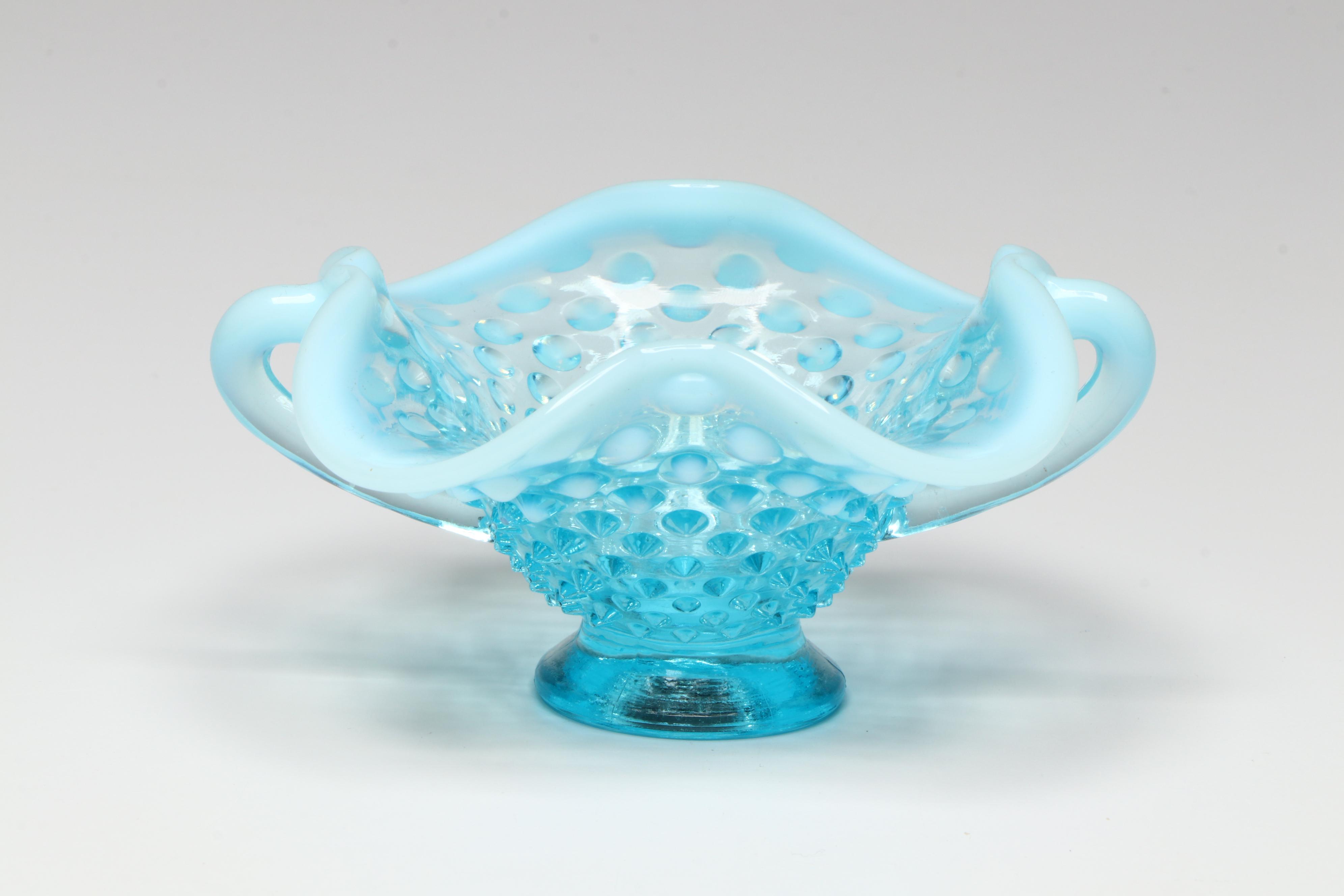 Fenton Hobnail Opalescent Blue Charger, Plates and Bowls, Mid-20th Century