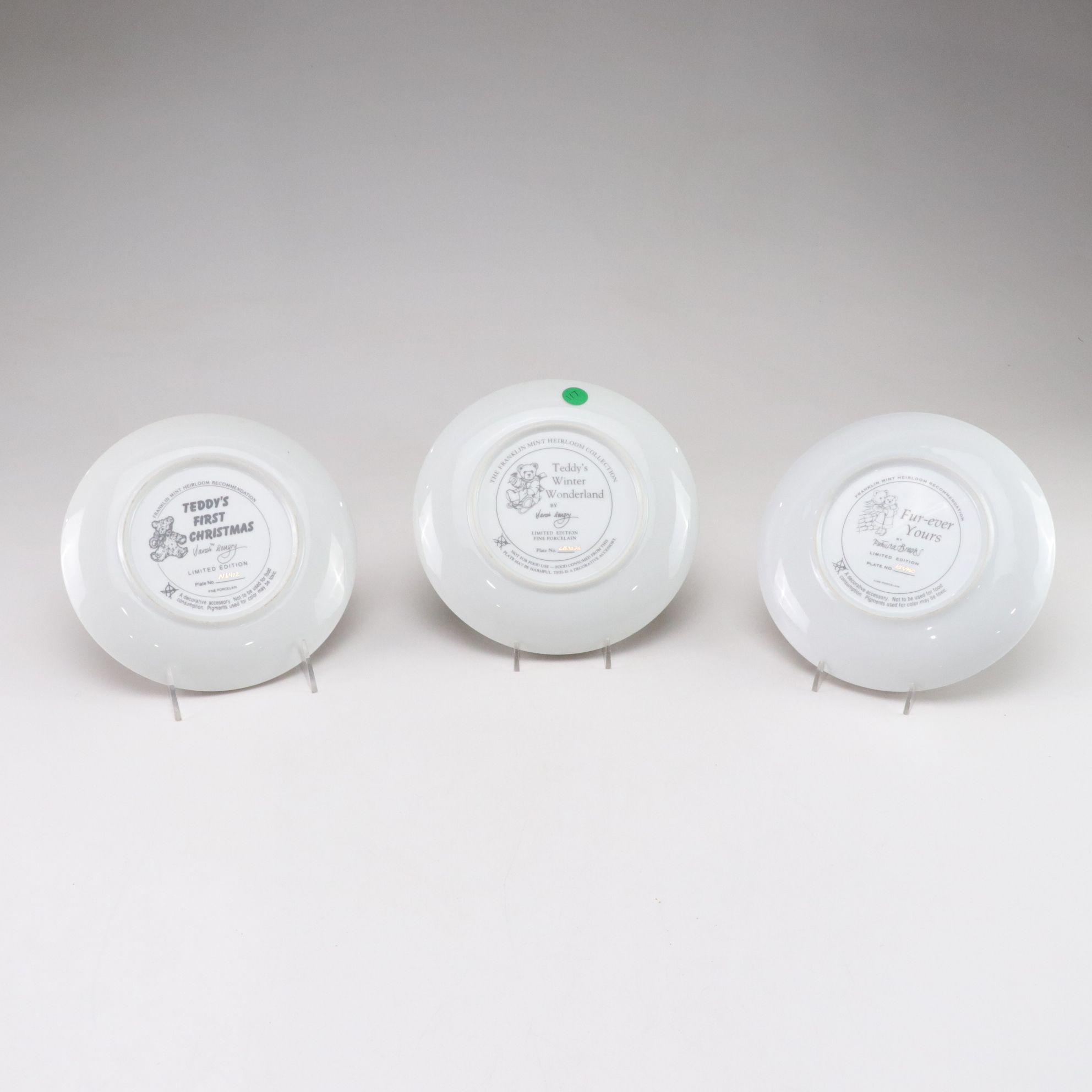 Franklin Mint "Teddy's First Christmas" and More Plates with Wooden Ornaments