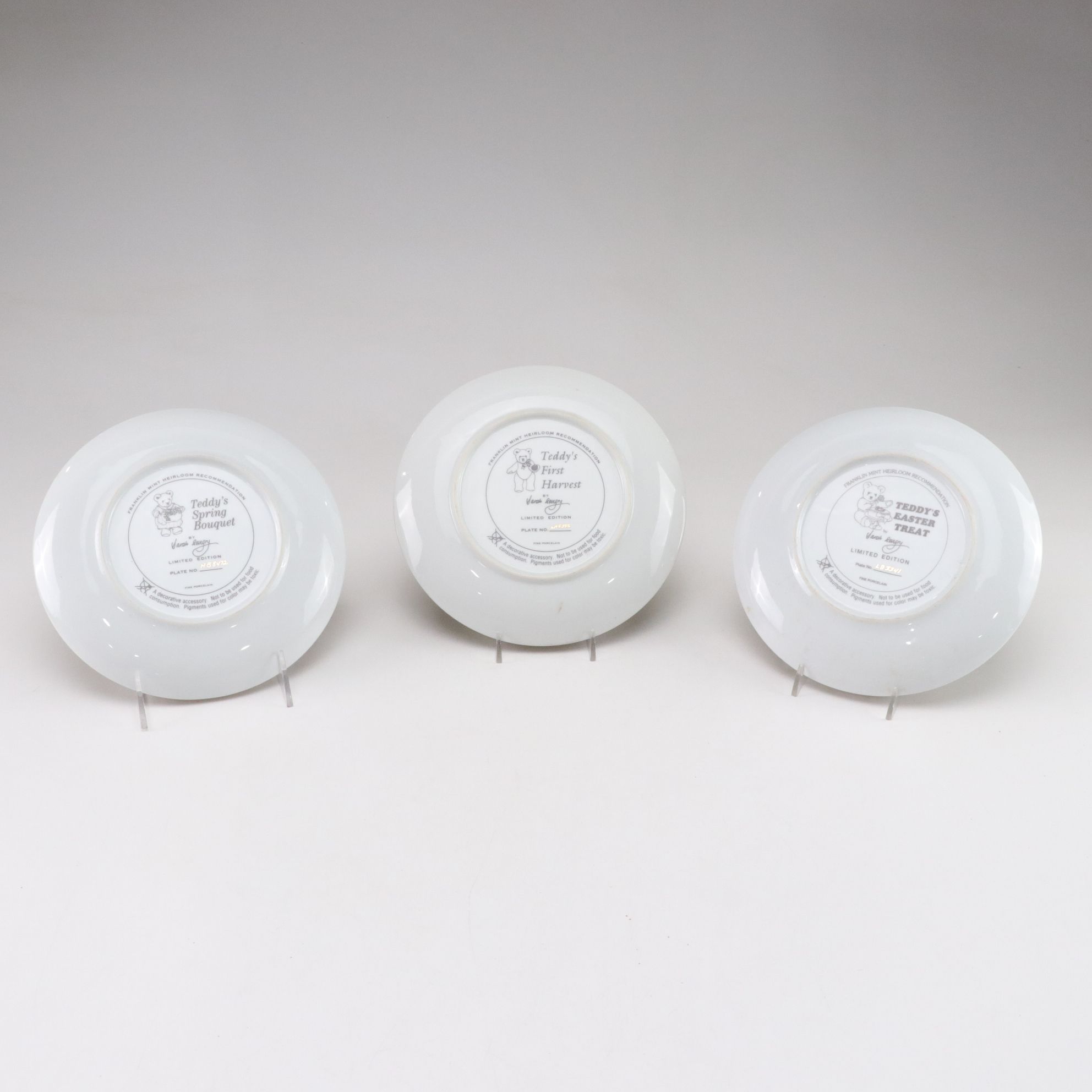 Franklin Mint "Teddy's First Christmas" and More Plates with Wooden Ornaments