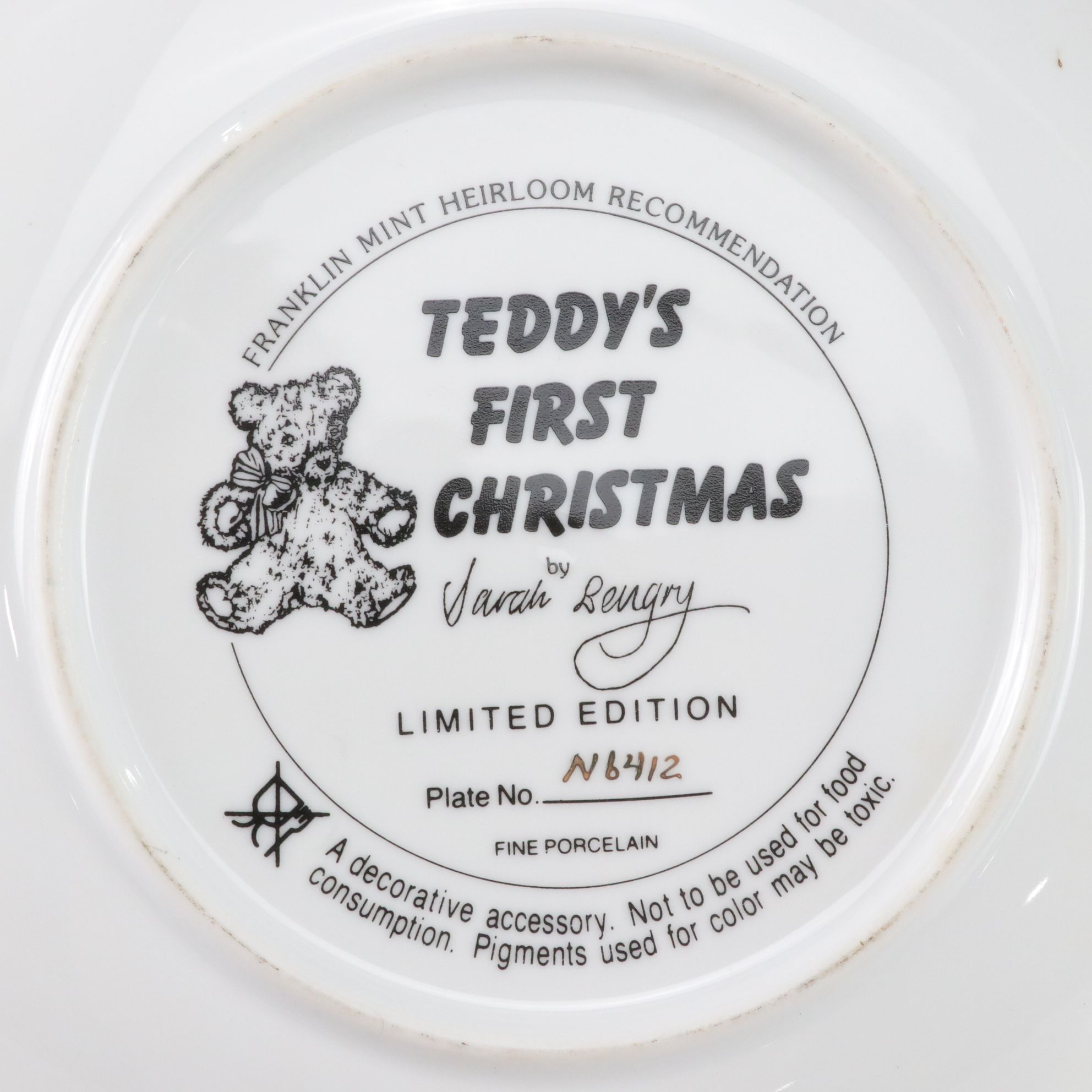 Franklin Mint "Teddy's First Christmas" and More Plates with Wooden Ornaments
