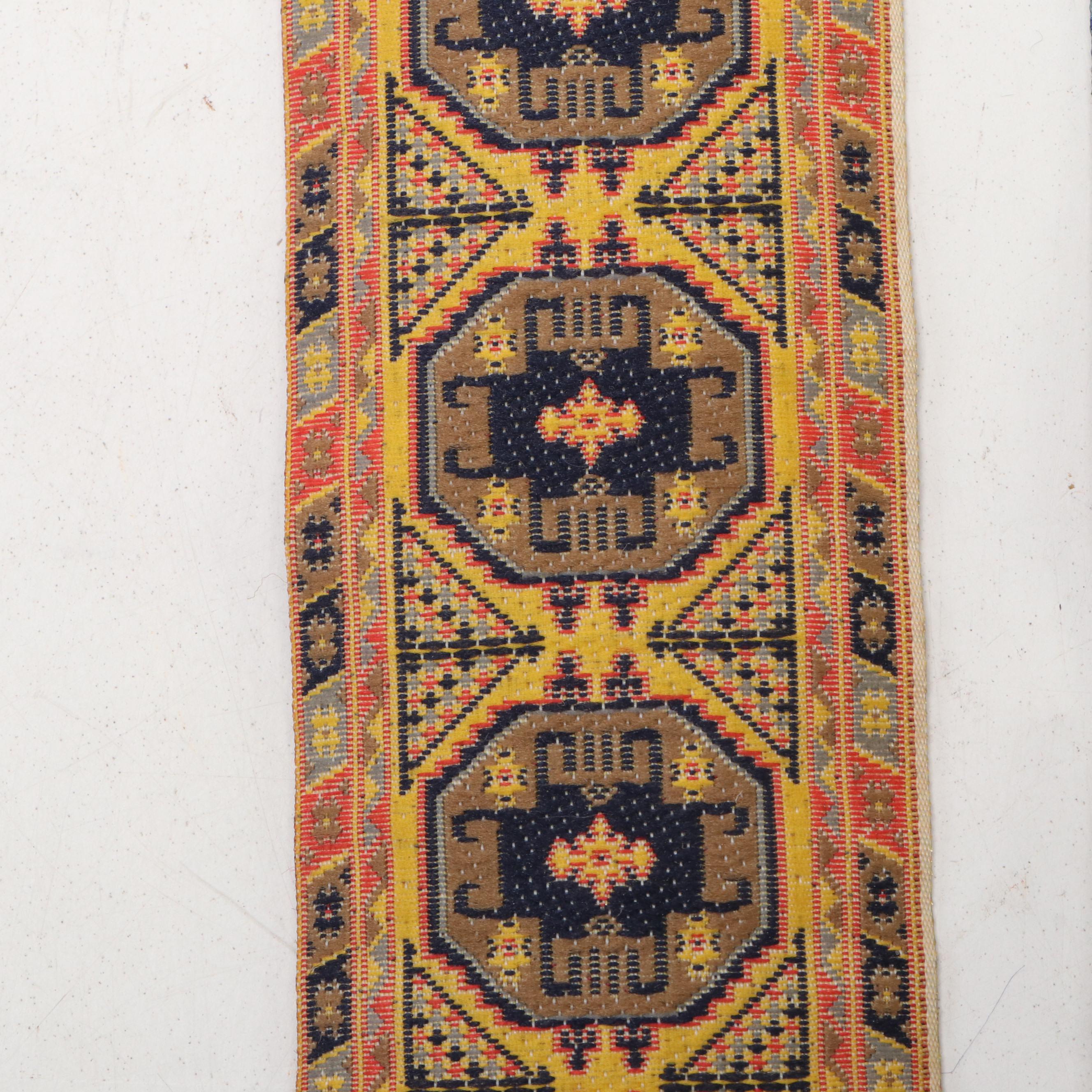 Oriental Rug Pattern Wall Hangers with Evil Eye Amulets and Blue Ceramic Cat