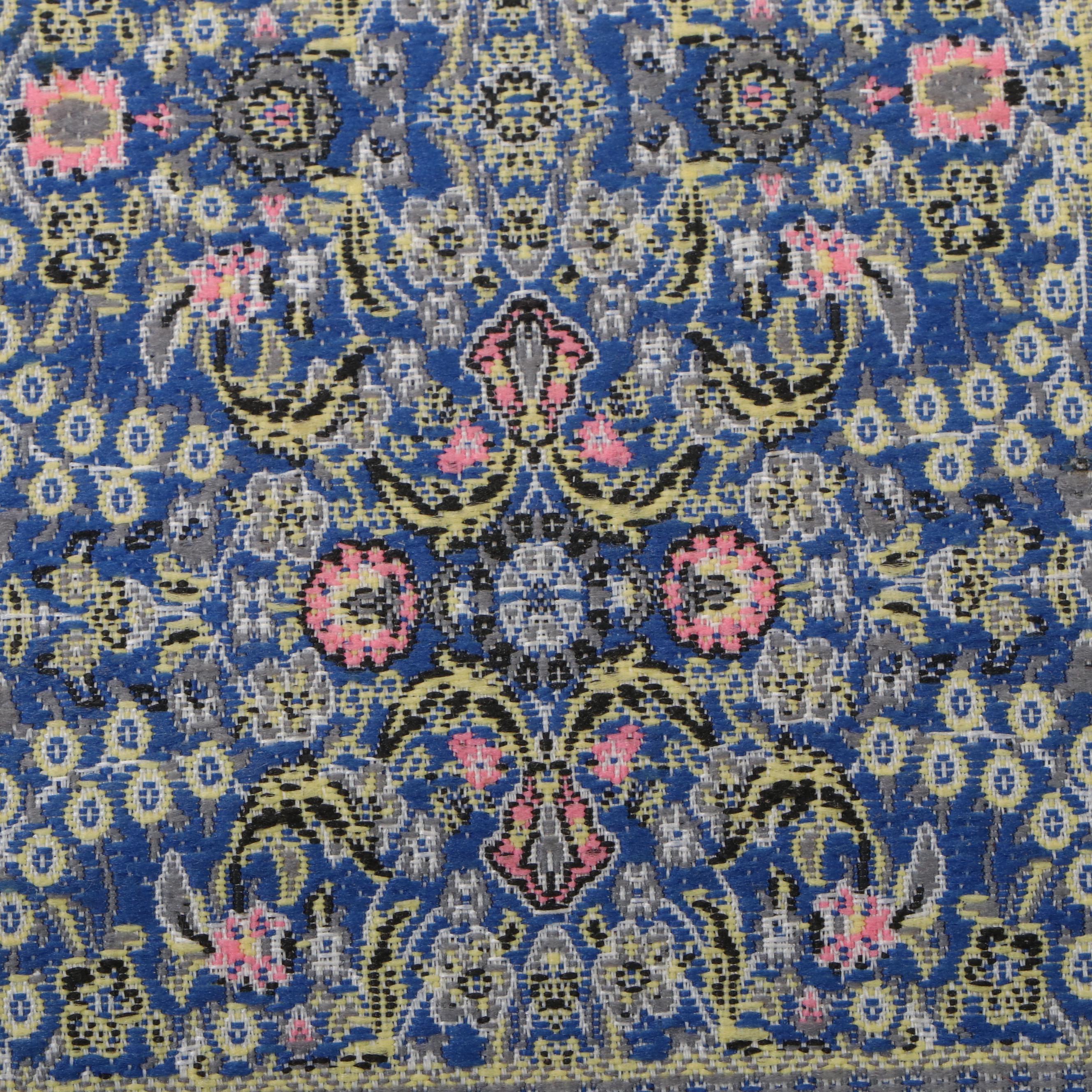 Oriental Rug Pattern Wall Hangers with Evil Eye Amulets and Blue Ceramic Cat