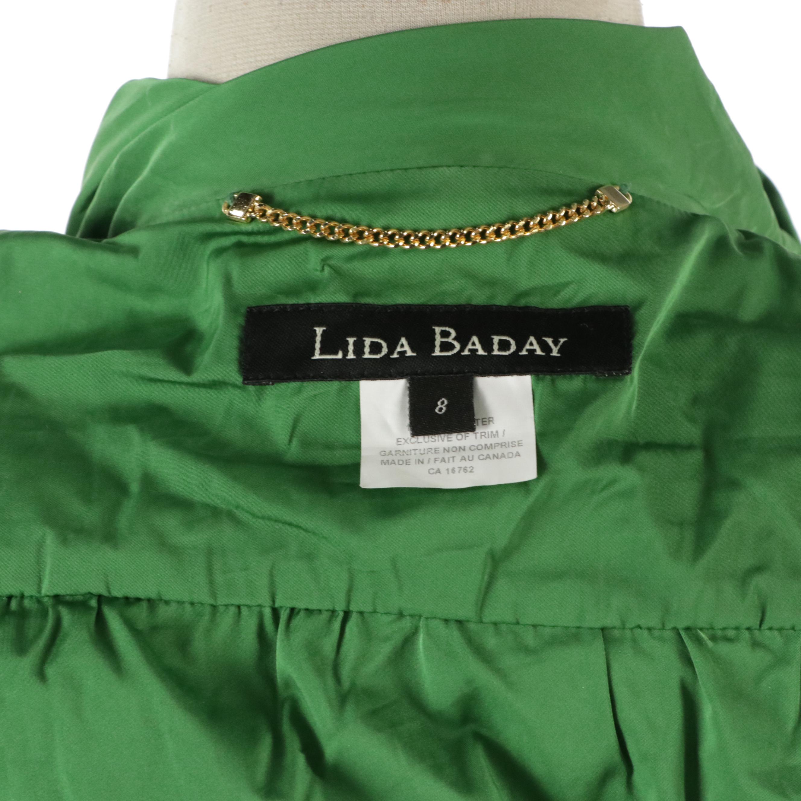 Lida Baday Silk Cropped Blazer & Green Cropped Zip Jacket W/ Sue Wong Silk Scarf